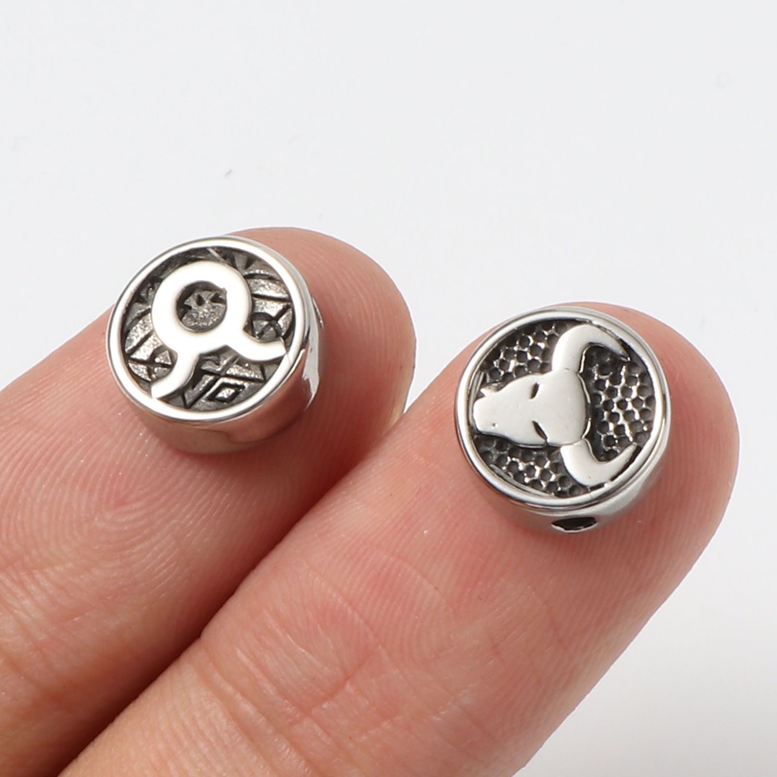 Picture of Stainless Steel Beads Round Gunmetal Constellation 10mm Dia., Hole: Approx 1.8mm, 2 PCs