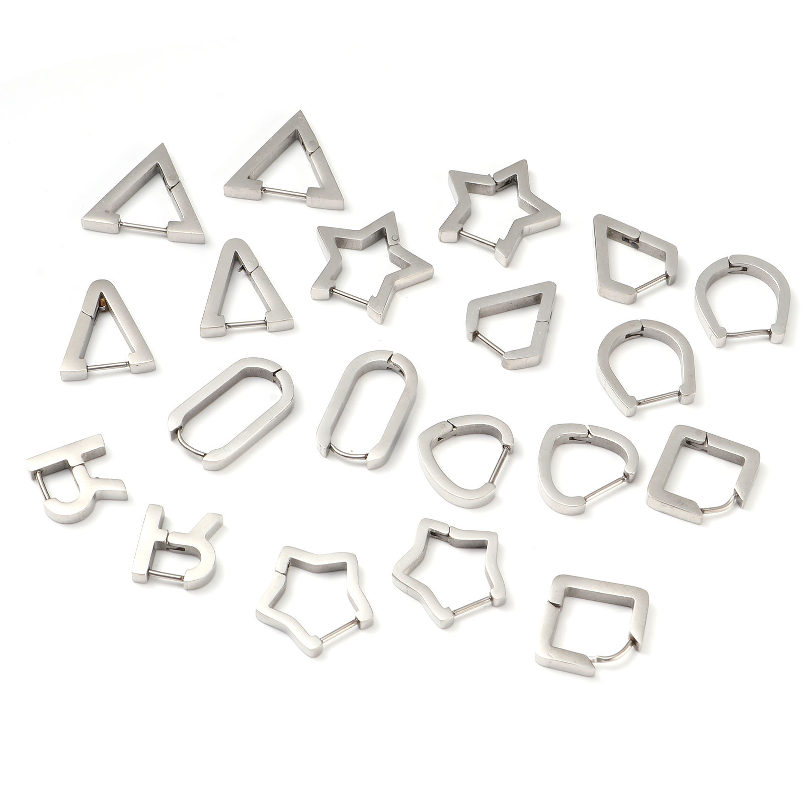 Picture of Stainless Steel Hoop Earrings Silver Tone Post/ Wire Size: (19 gauge), 1 Pair