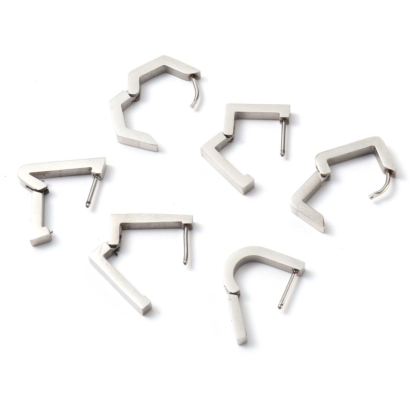 Picture of Stainless Steel Hoop Earrings Silver Tone Post/ Wire Size: (19 gauge), 1 Pair