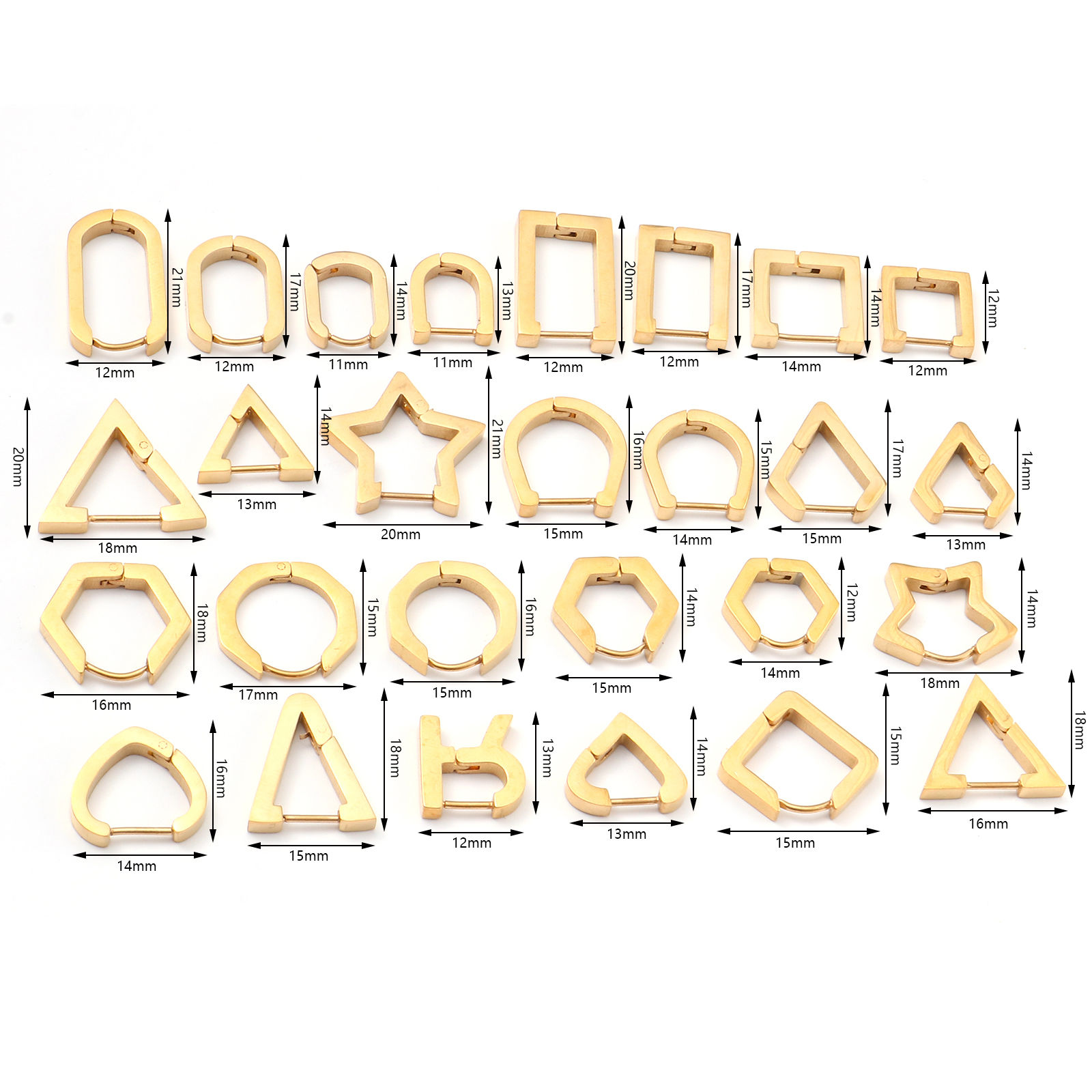 Picture of Stainless Steel Hoop Earrings Gold Plated Post/ Wire Size: (19 gauge), 1 Pair