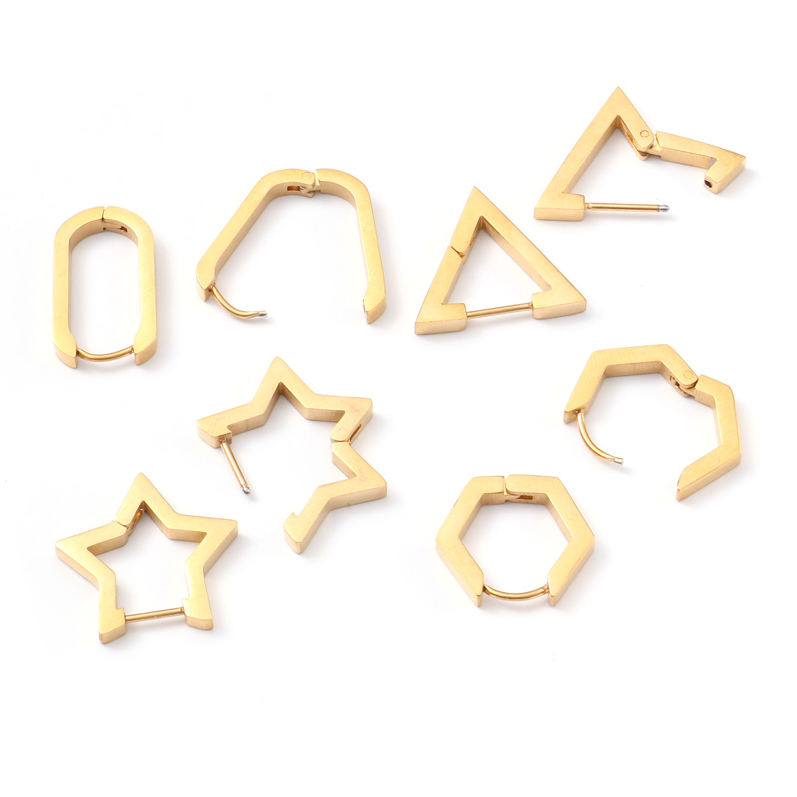 Picture of Stainless Steel Hoop Earrings Gold Plated Post/ Wire Size: (19 gauge), 1 Pair