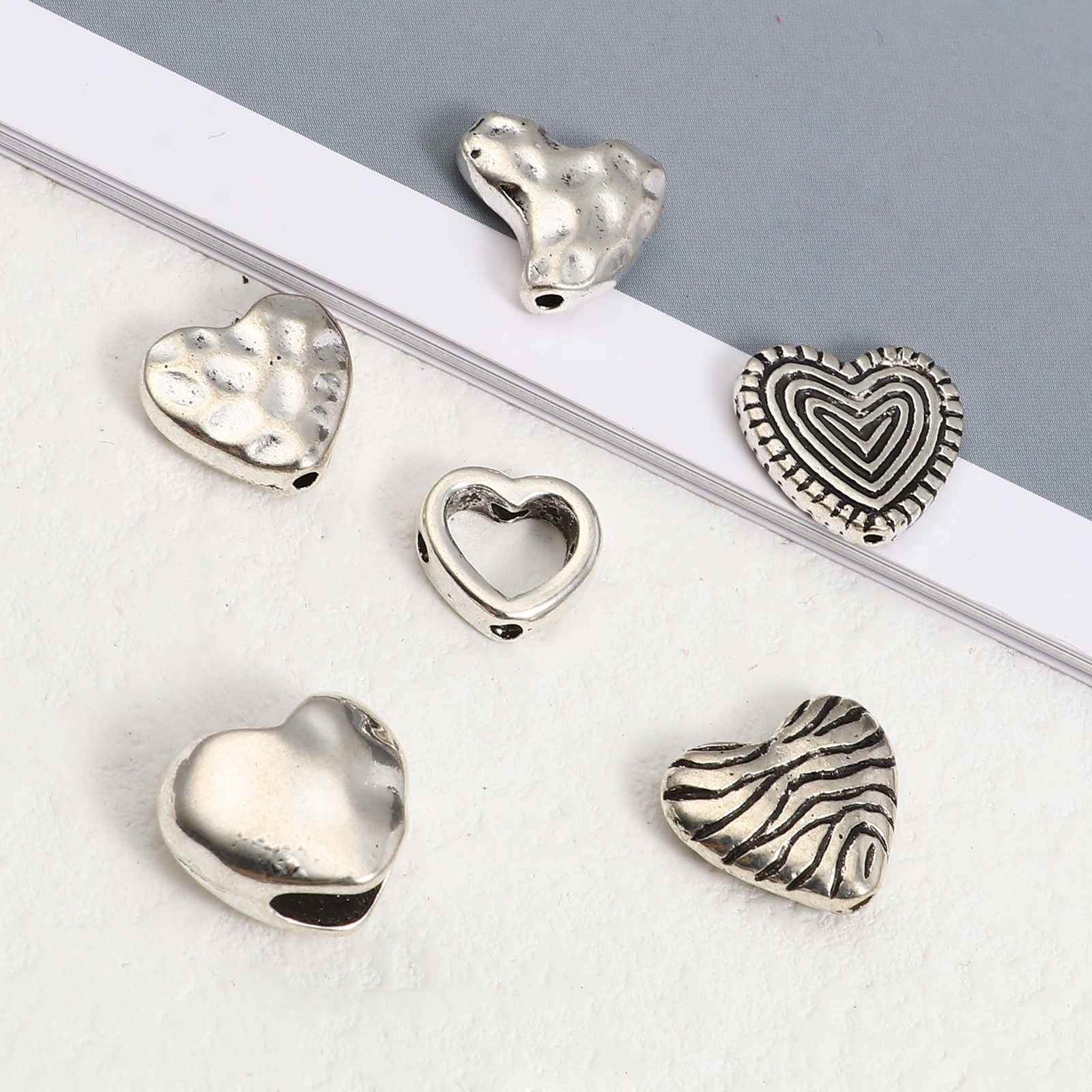 Picture of Zinc Based Alloy Valentine's Day Spacer Beads Heart Antique Silver Color 200 PCs