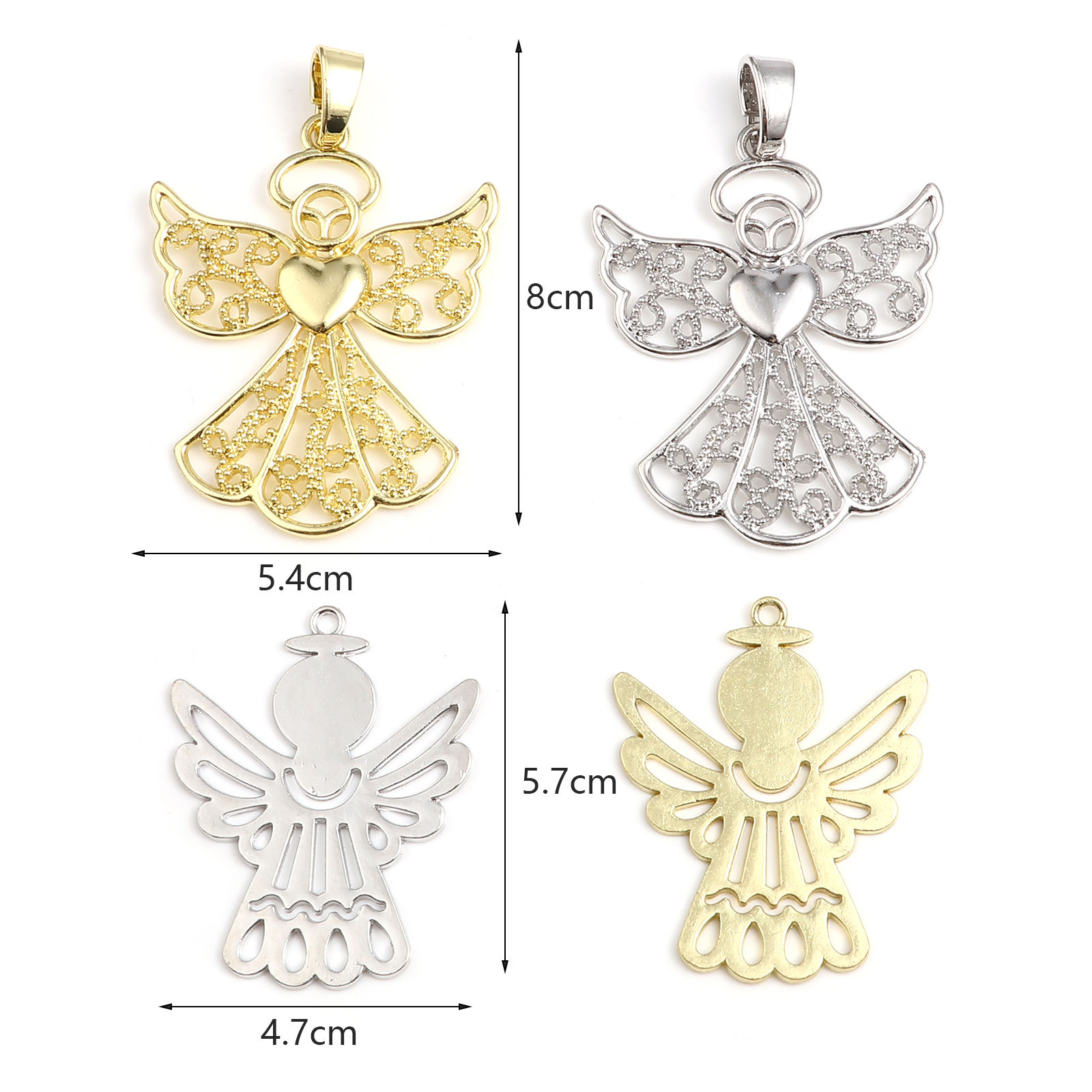 Picture of Zinc Based Alloy Religious Pendants Angel Multicolor 2 PCs