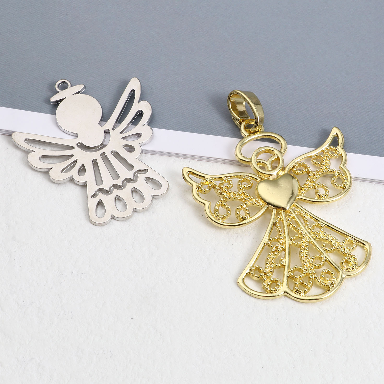 Picture of Zinc Based Alloy Religious Pendants Angel Multicolor 2 PCs