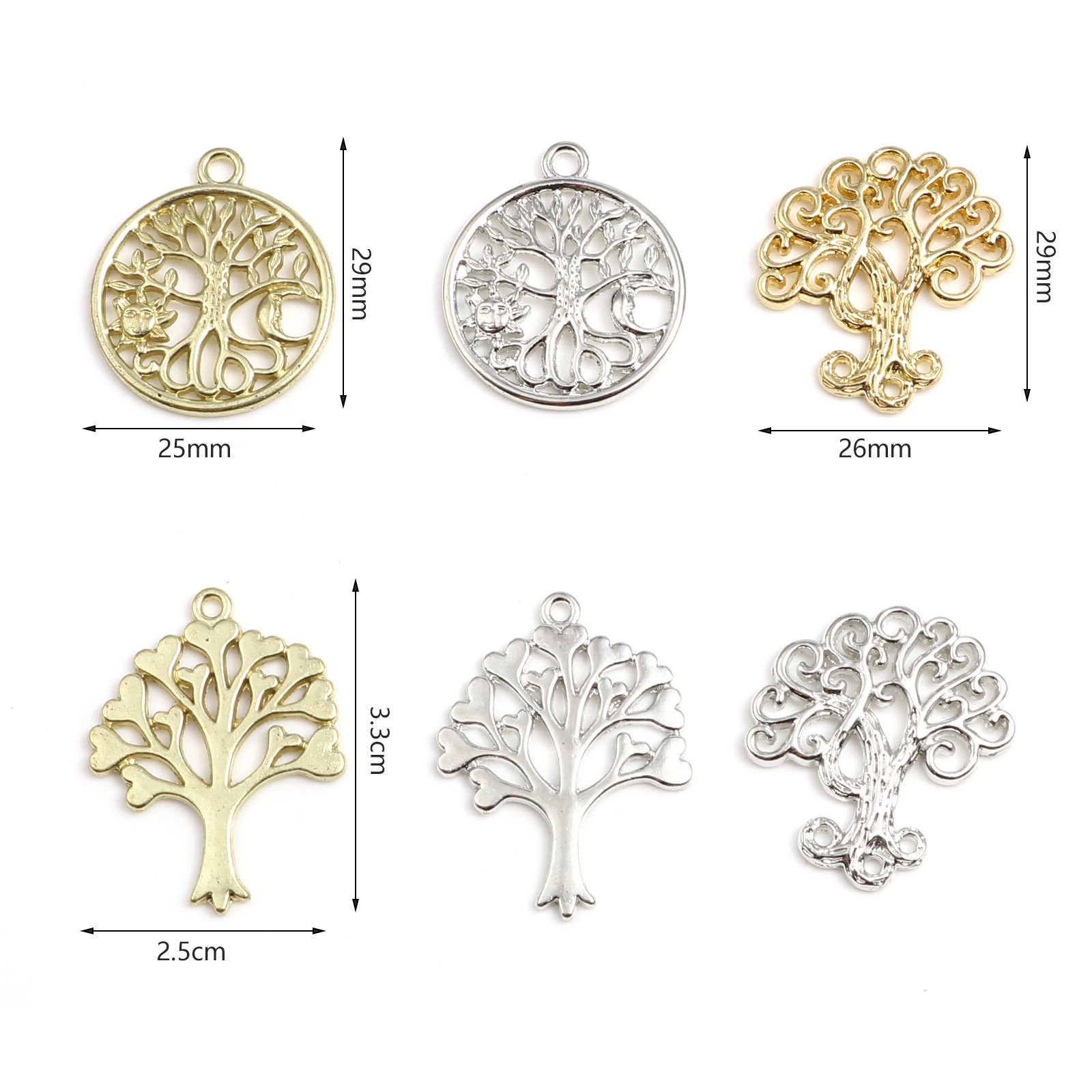 Image de Pendentifs en Alliage de Zinc Multicolore Arbre de Vie 20 Pcs