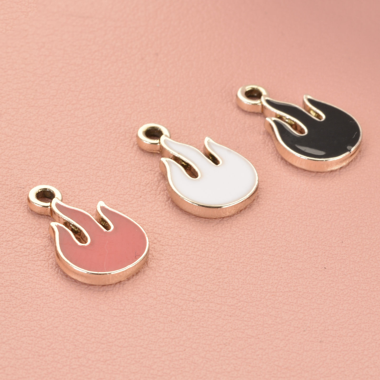 Imagen de Zamak Colgantes Charms Chapado en Oro Multicolor llama del fuego Esmalte 16mm x 10mm, 20 Unidades