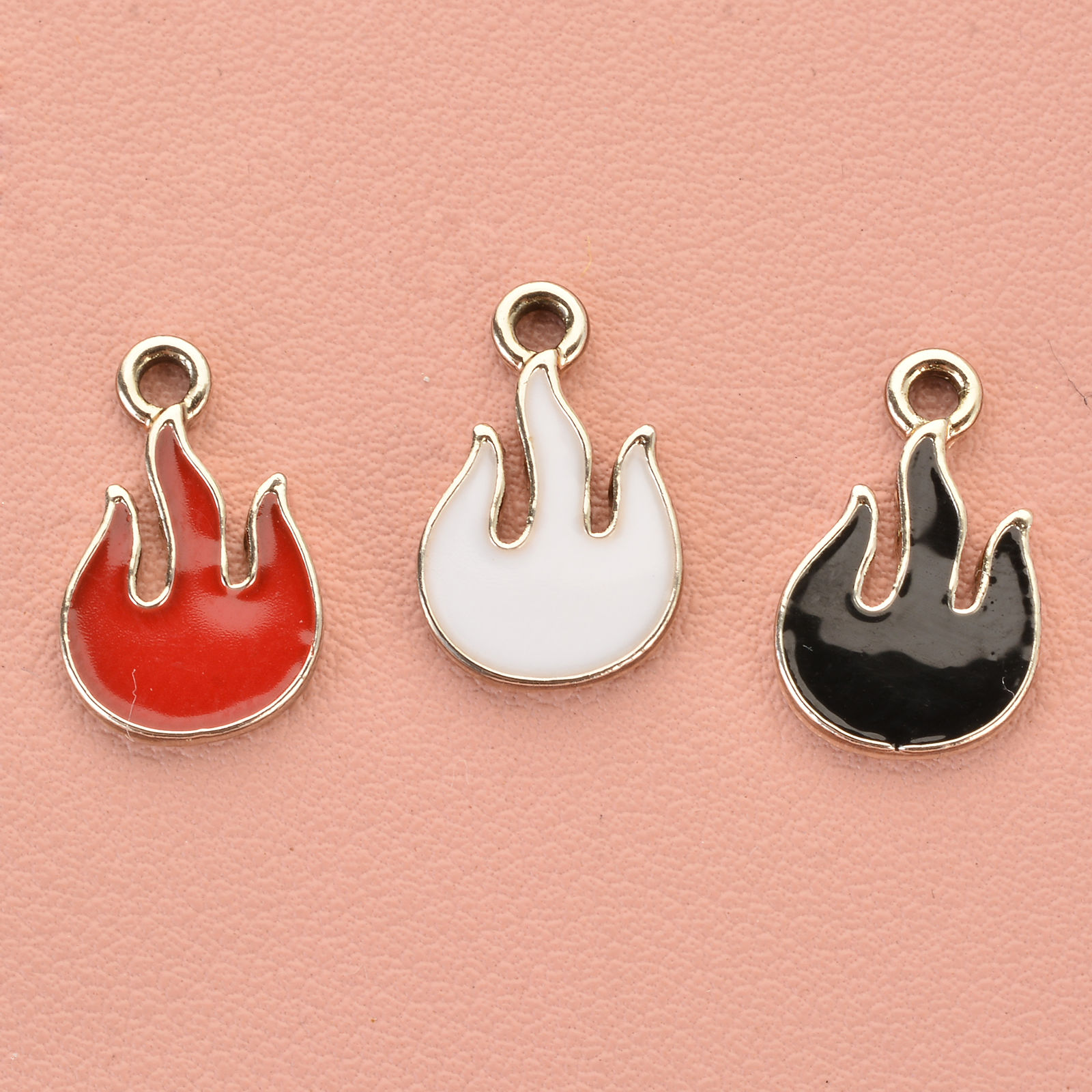 Imagen de Zamak Colgantes Charms Chapado en Oro Multicolor llama del fuego Esmalte 16mm x 10mm, 20 Unidades