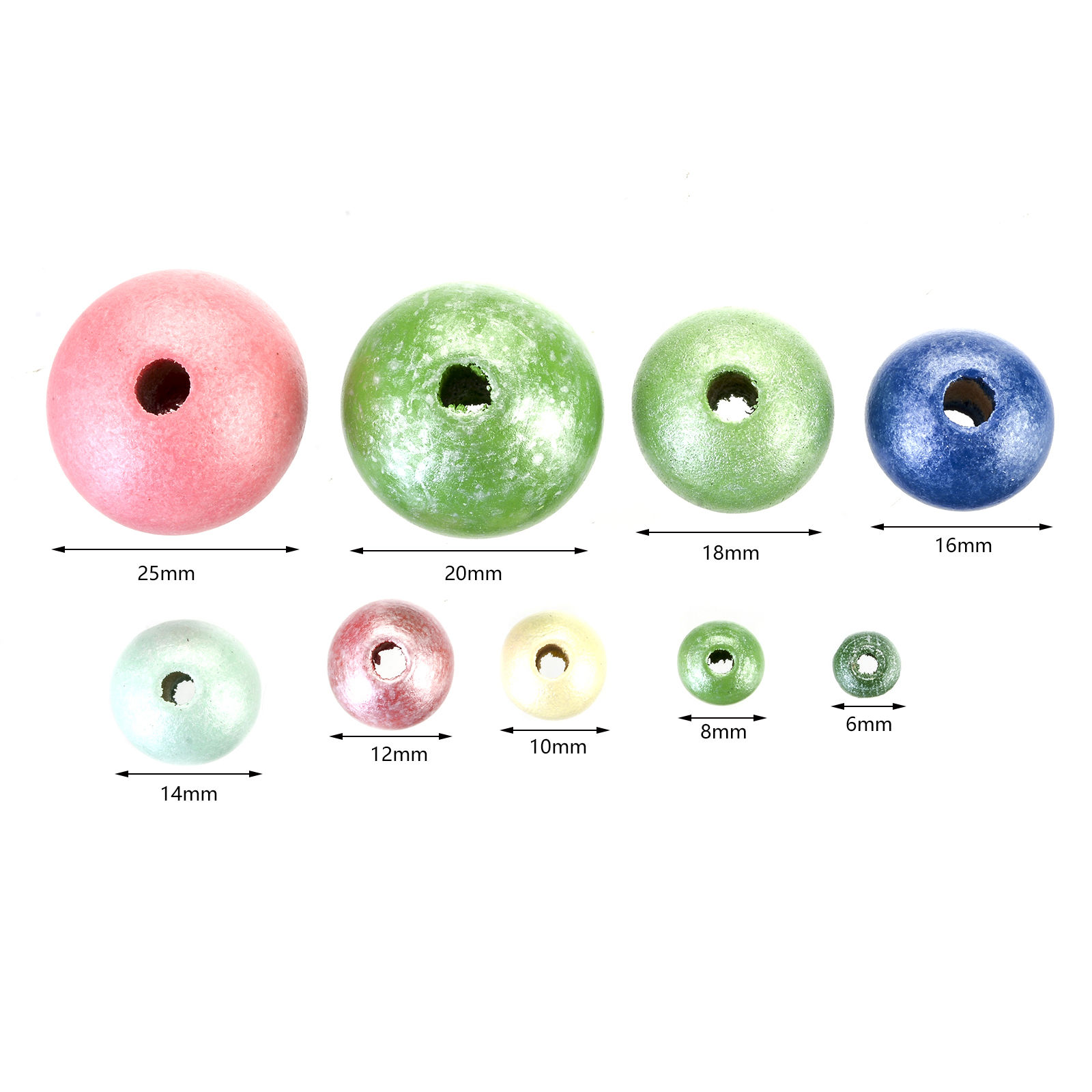 Изображение Деревянные Бусины Круглые, Случайно С Краской 1000 ШТ