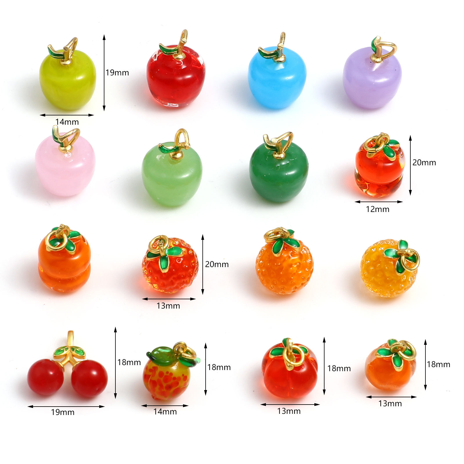 Picture of Lampwork Glass Charms Multicolor Fruit 2 PCs