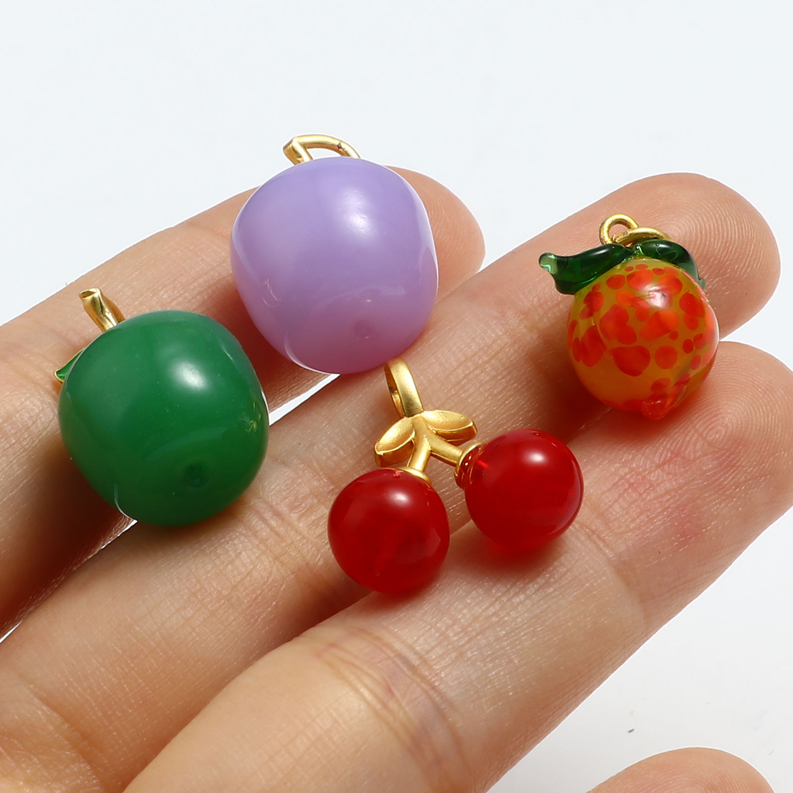 Picture of Lampwork Glass Charms Multicolor Fruit 2 PCs
