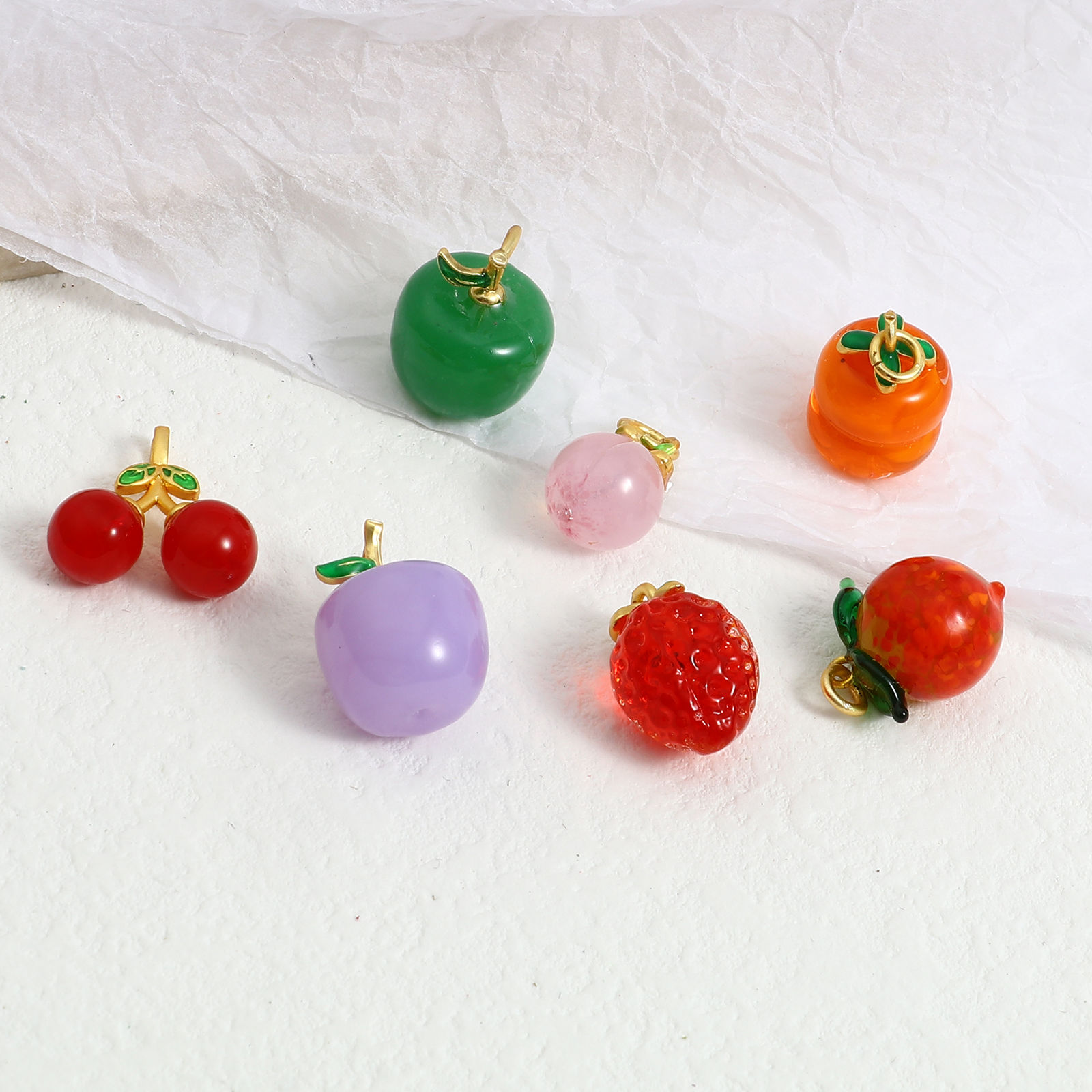 Picture of Lampwork Glass Charms Multicolor Fruit 2 PCs