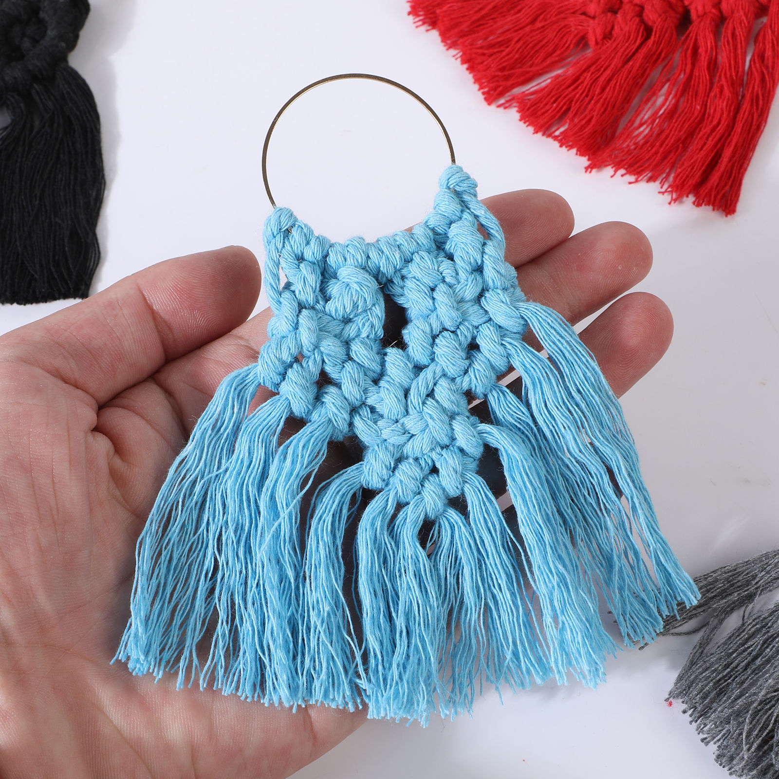 Imagen de Aleación & Algodón Panícula Colgantes Charms En forma de abanico Chapado en Oro Multicolor Panícula 12cm x 10cm, 2 Unidades