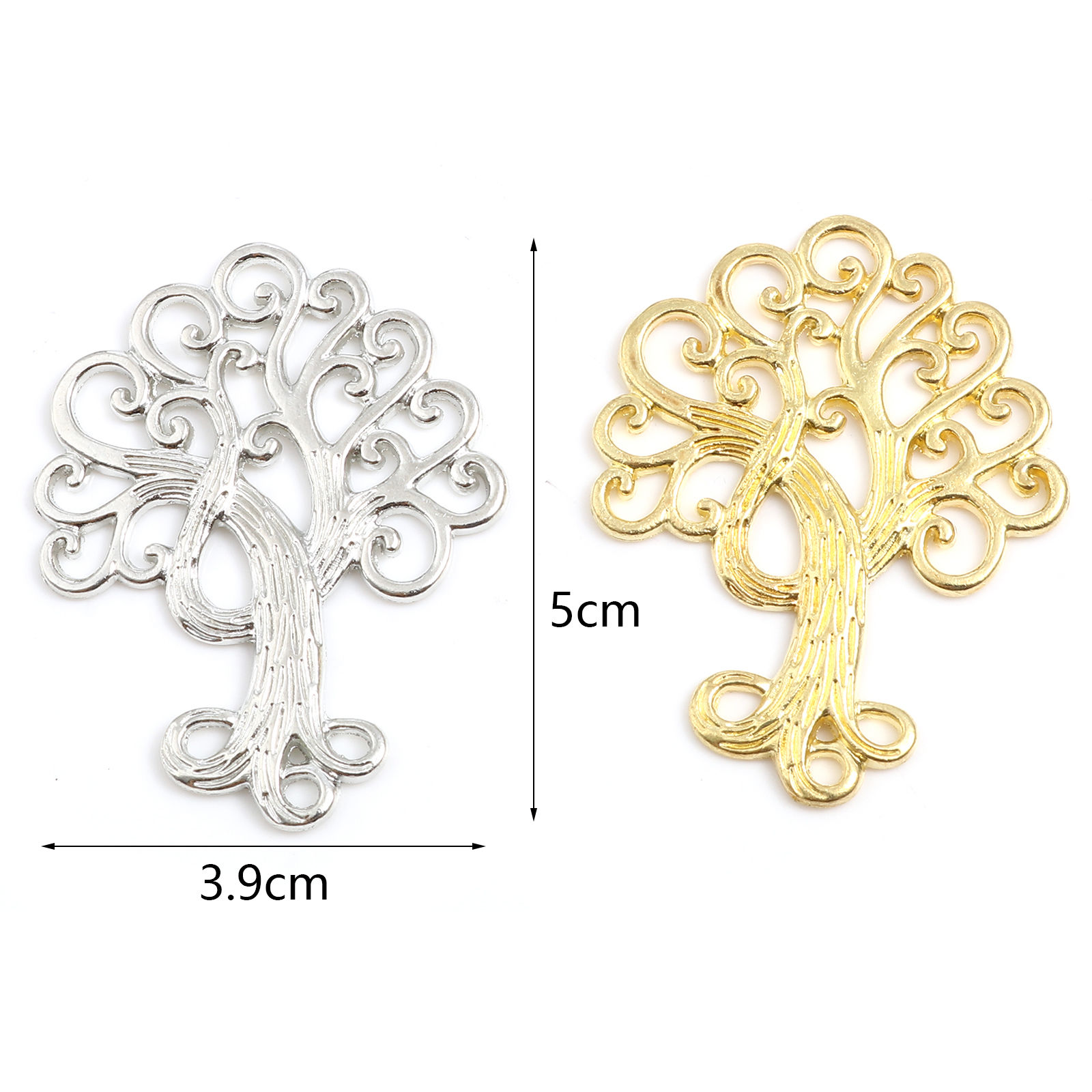 Immagine di Lega di Zinco Connettore Accessori Multicolore Albero di Vita Disegno 5cm x 3.9cm, 10 Pz
