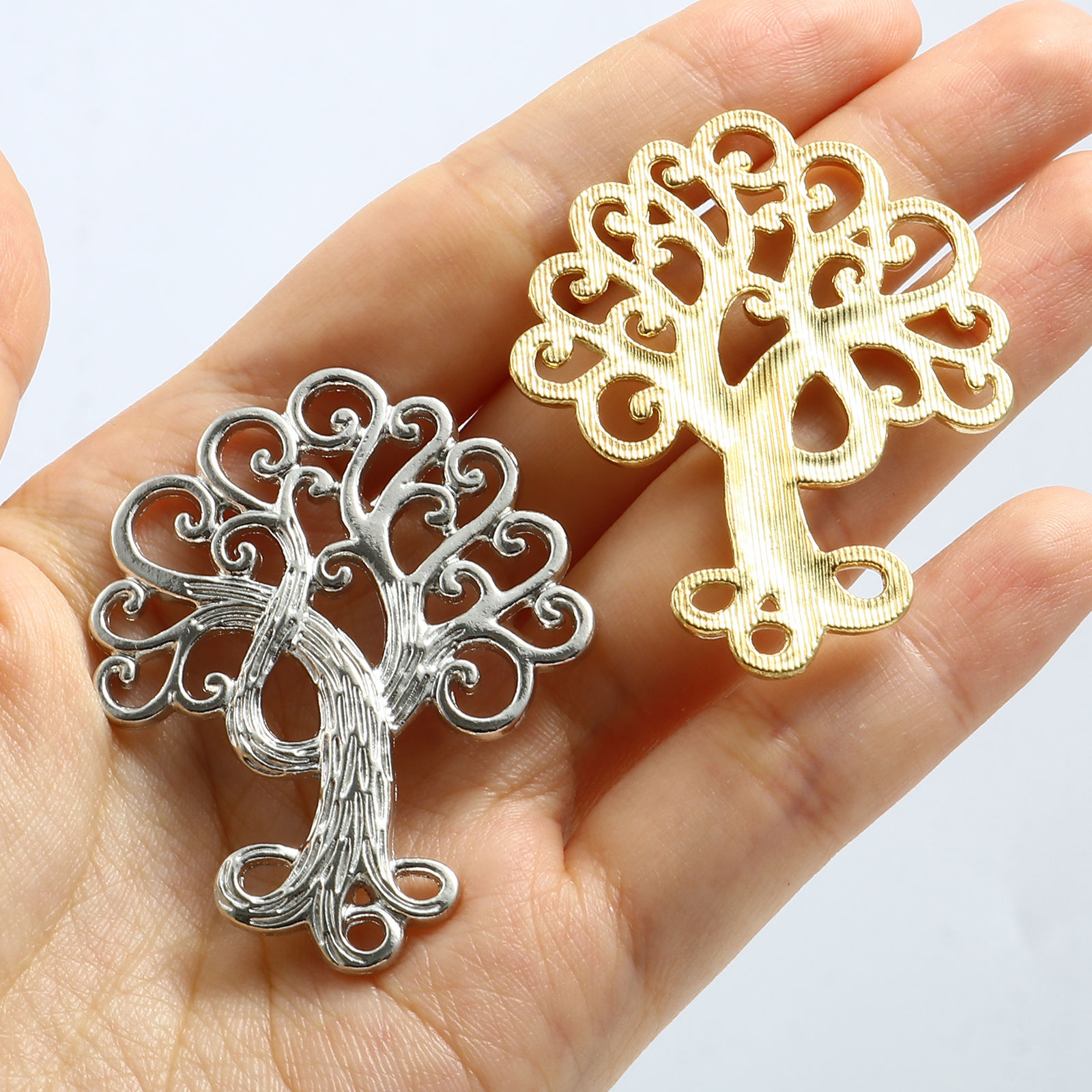 Immagine di Lega di Zinco Connettore Accessori Multicolore Albero di Vita Disegno 5cm x 3.9cm, 10 Pz