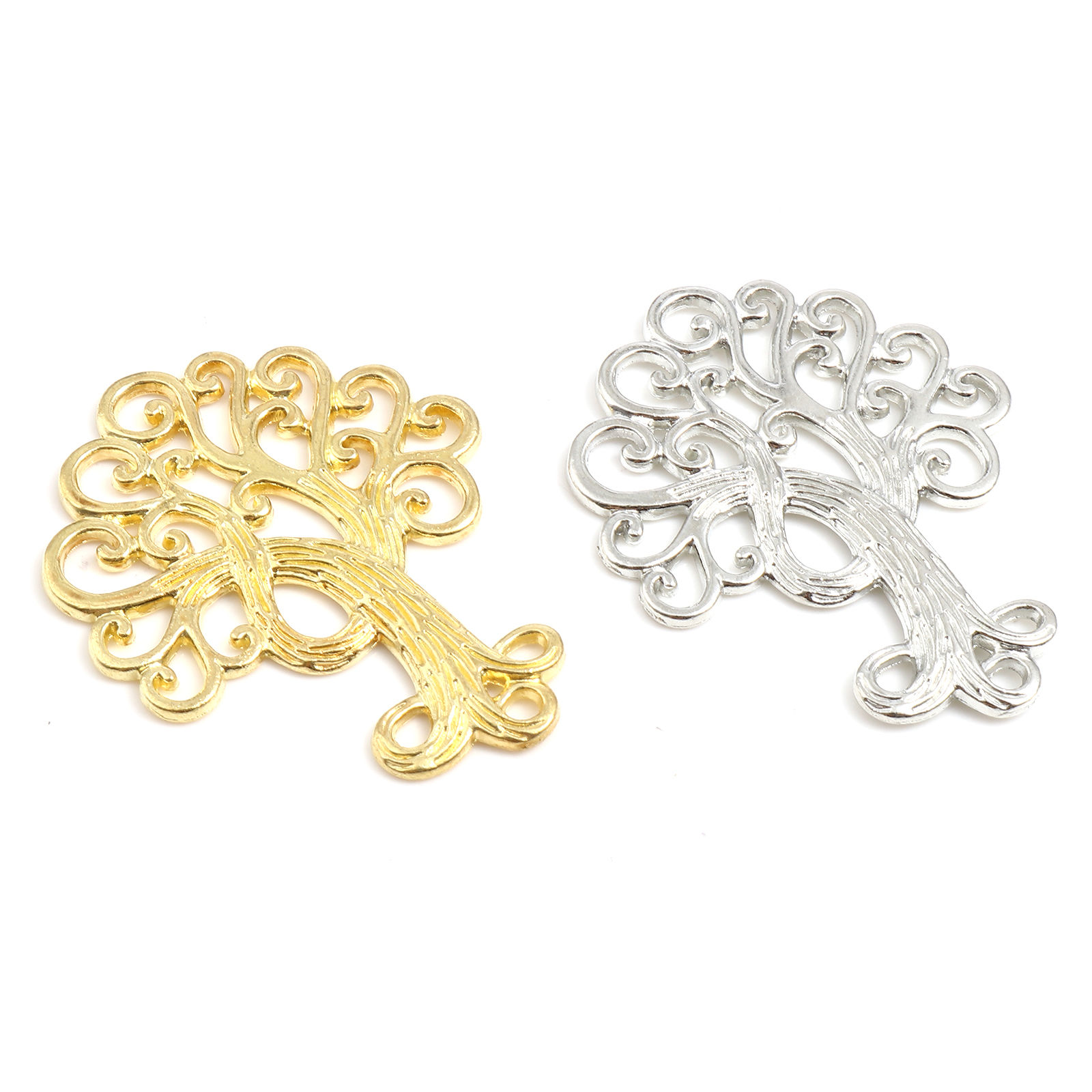 Immagine di Lega di Zinco Connettore Accessori Multicolore Albero di Vita Disegno 5cm x 3.9cm, 10 Pz