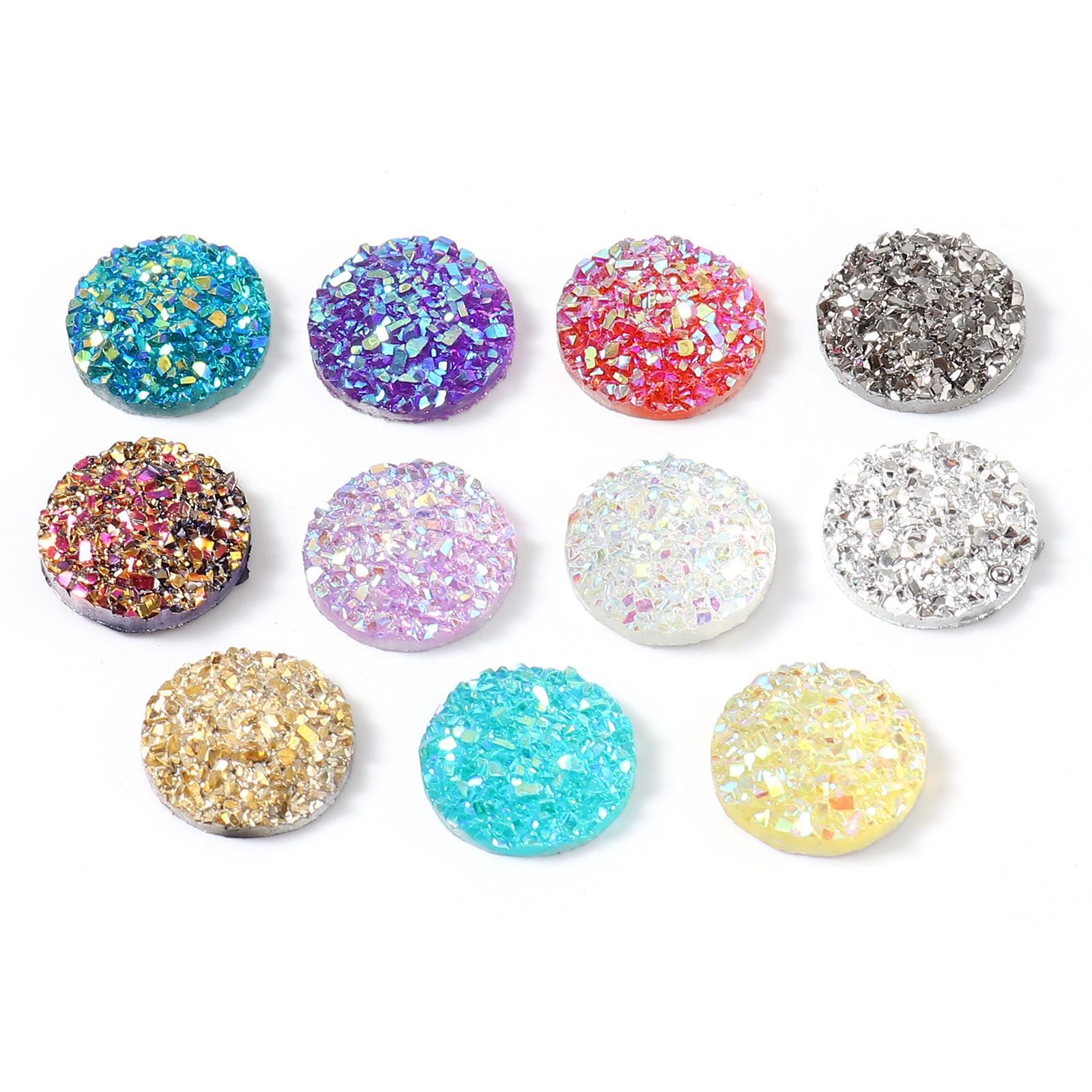 Bild von Harz Druzy Embellishments Cabochons Rund Zufällig Mix 50 Stück