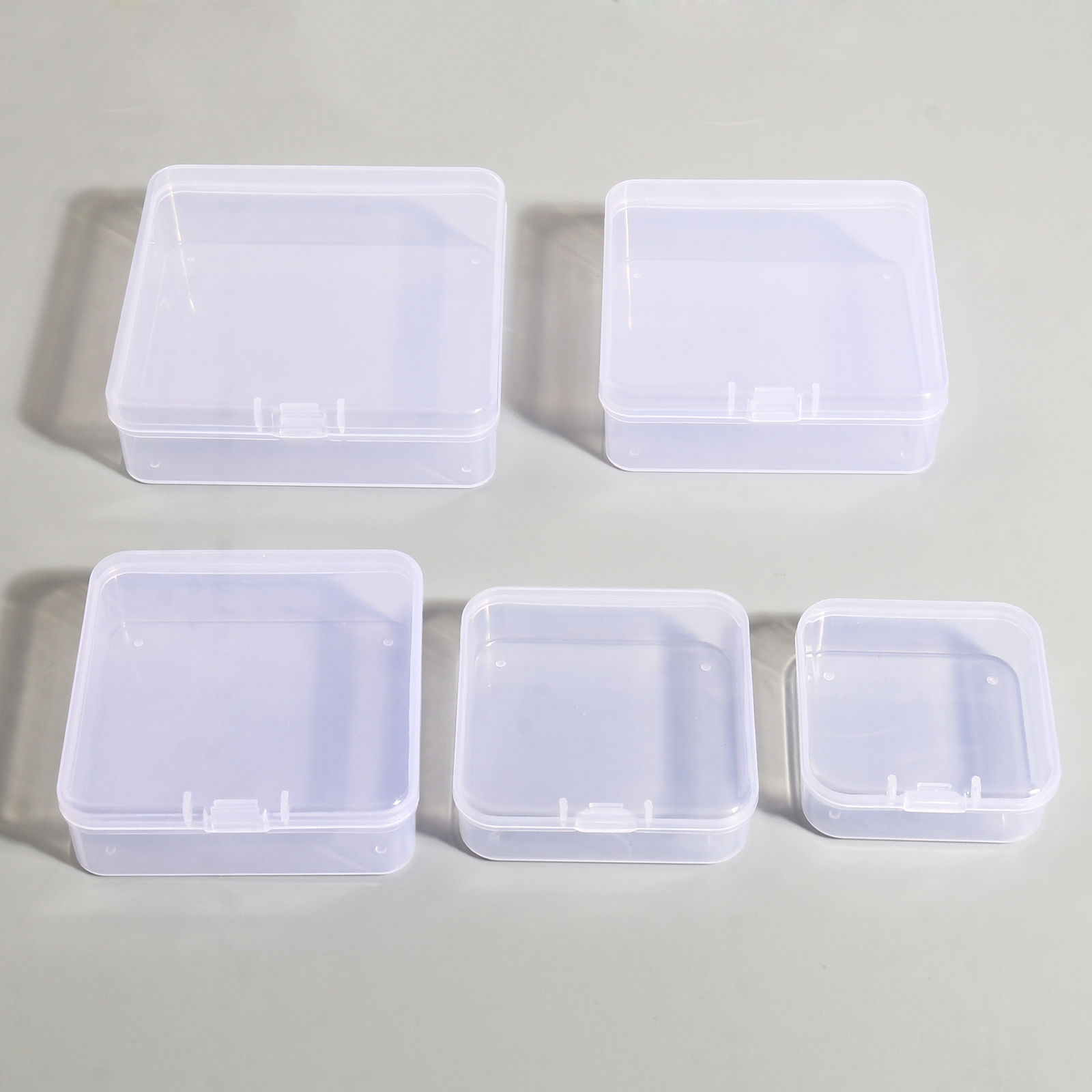 Bild von ABS Plastik Aufbewahrungsbehälter Kasten Korb Quadrat Transparent 5 Stück