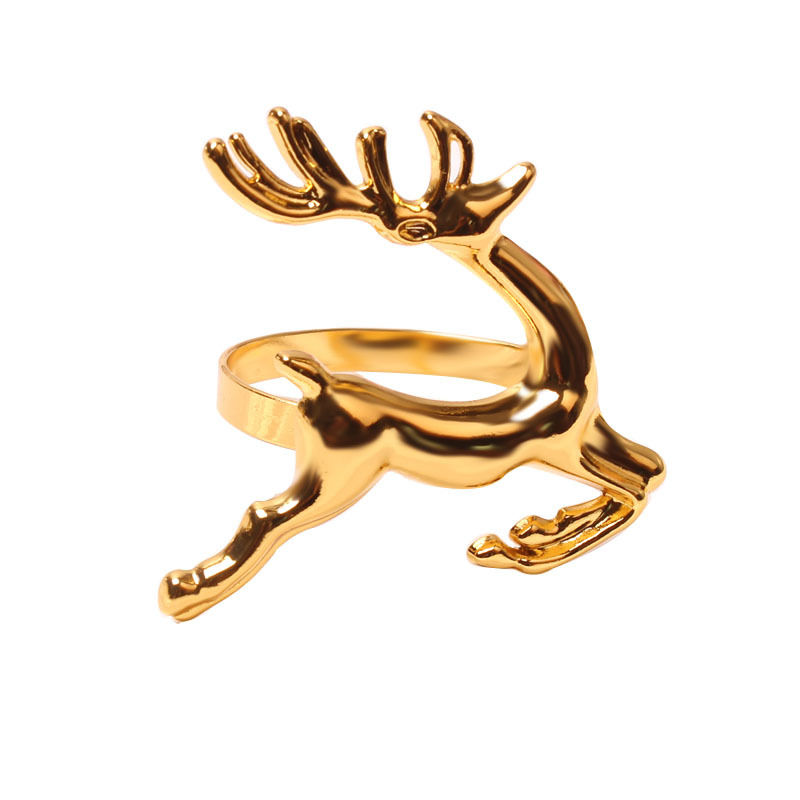 Picture of Christmas Enamel Rhinestone Stainless Steel Napkin Ring Buckle Holder Table Decoration