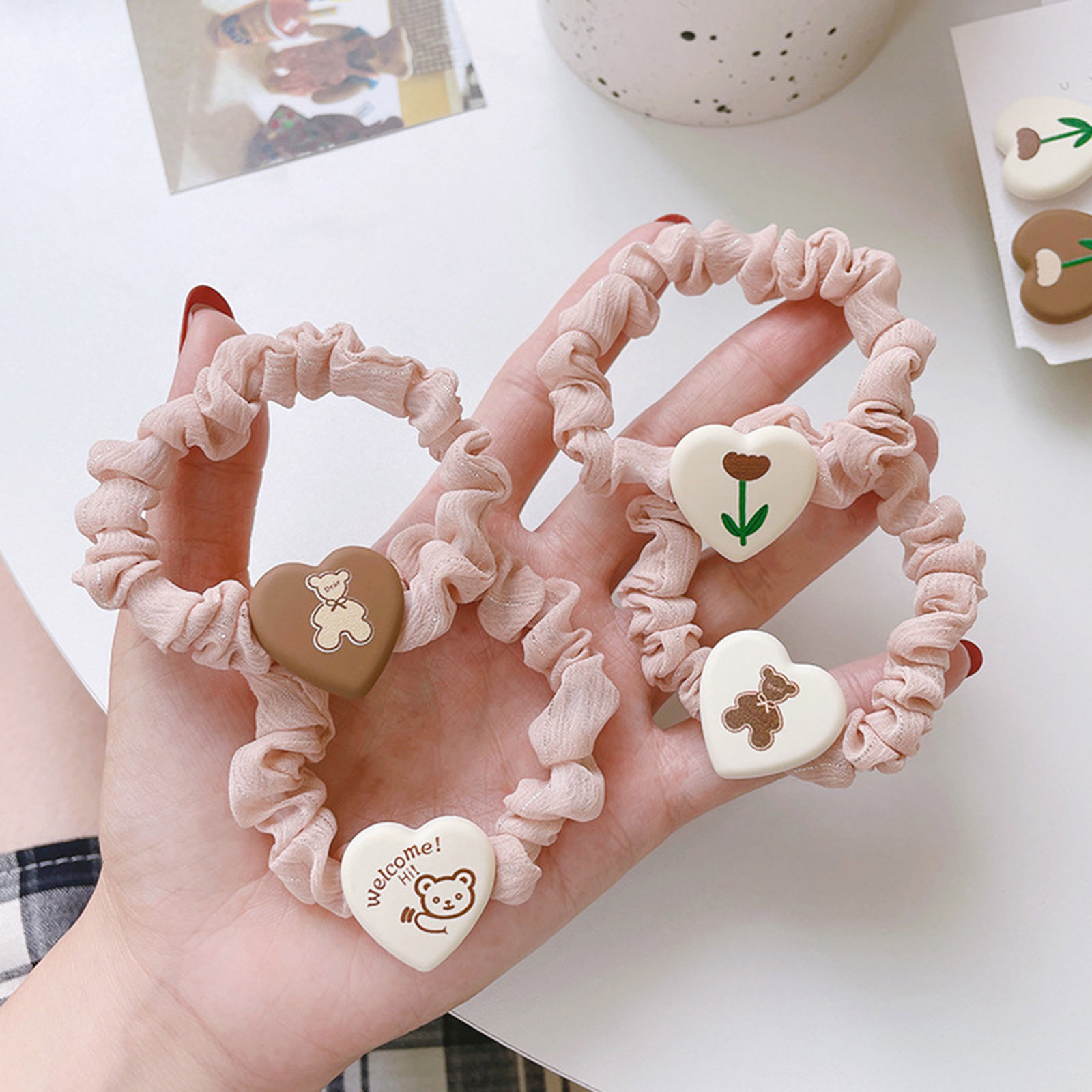 Imagen de Plástico Lazos de pelo Multicolor Corazón 1 Unidad