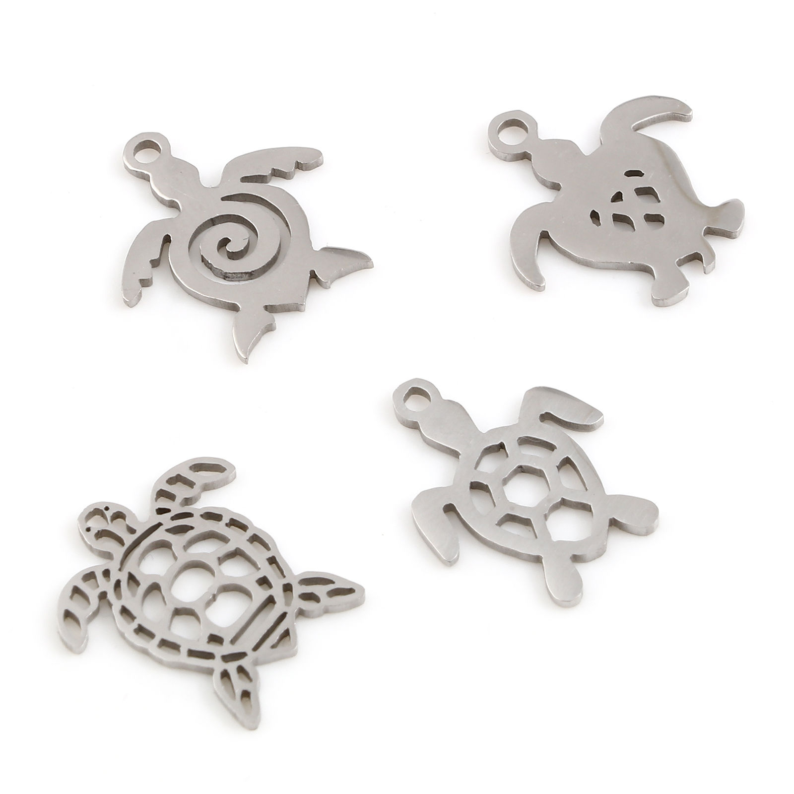 Bild von Edelstahl Ozean Schmuck Charms Schildkröte Silberfarbe 5 Stück