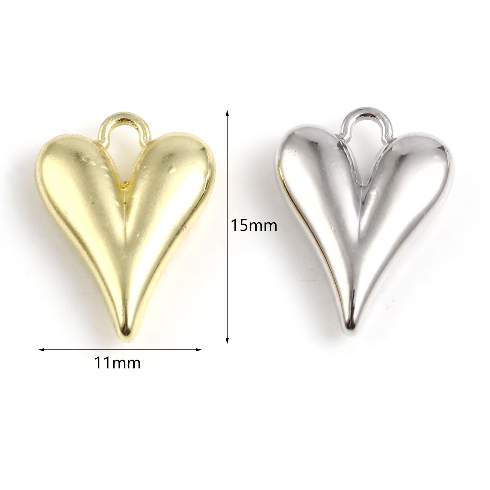 Picture of Zinc Based Alloy Valentine's Day Charms Heart Multicolor 15mm x 11mm, 10 PCs