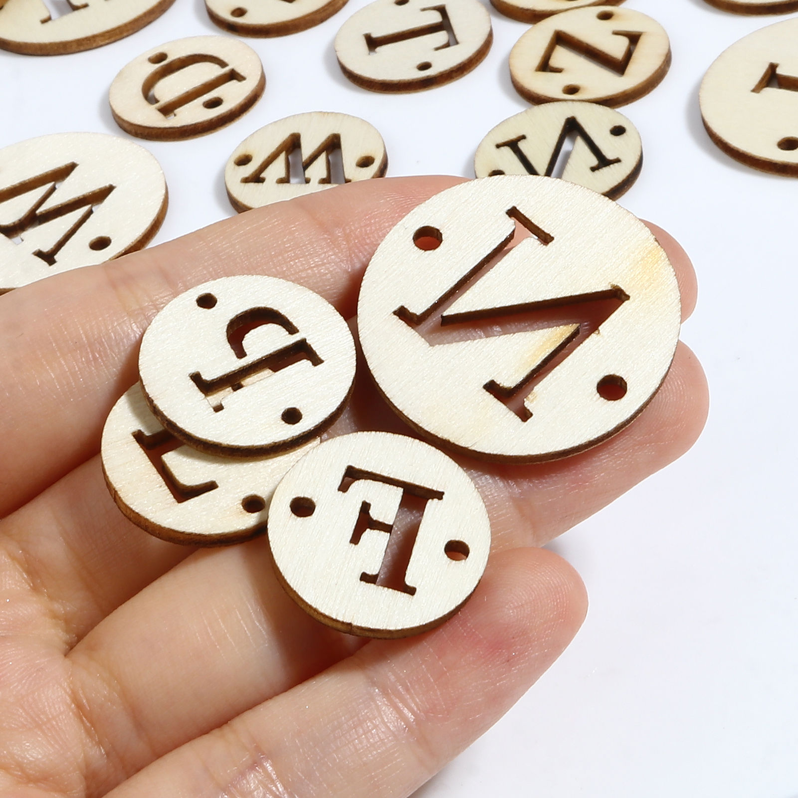 Picture of Wood Connectors Capital Alphabet/ Letter Natural At Random 50 PCs