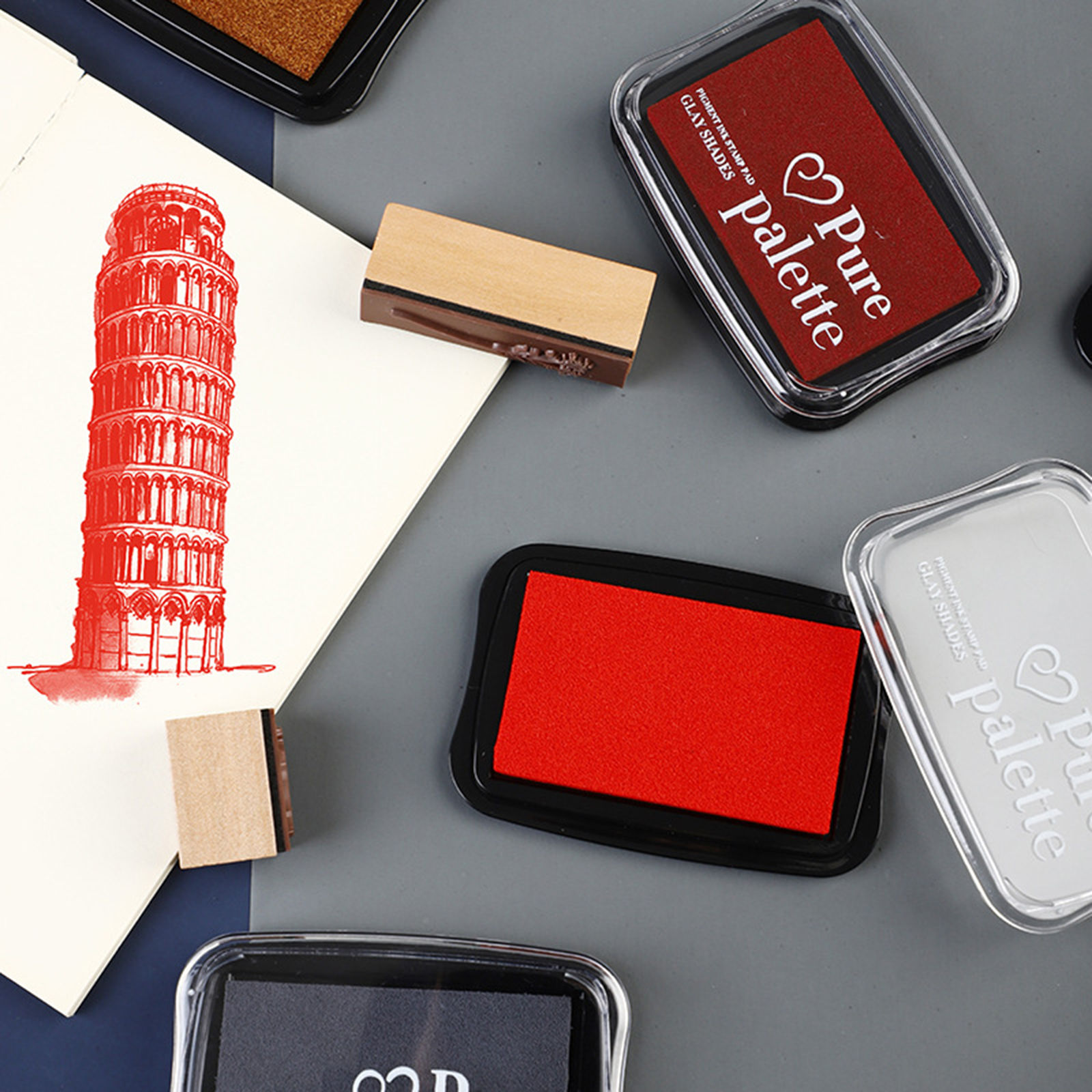 Picture of Plastic + Sponge + Ink Ink Pad Rectangle Multicolor 10cm x 6.5cm, 1 Piece