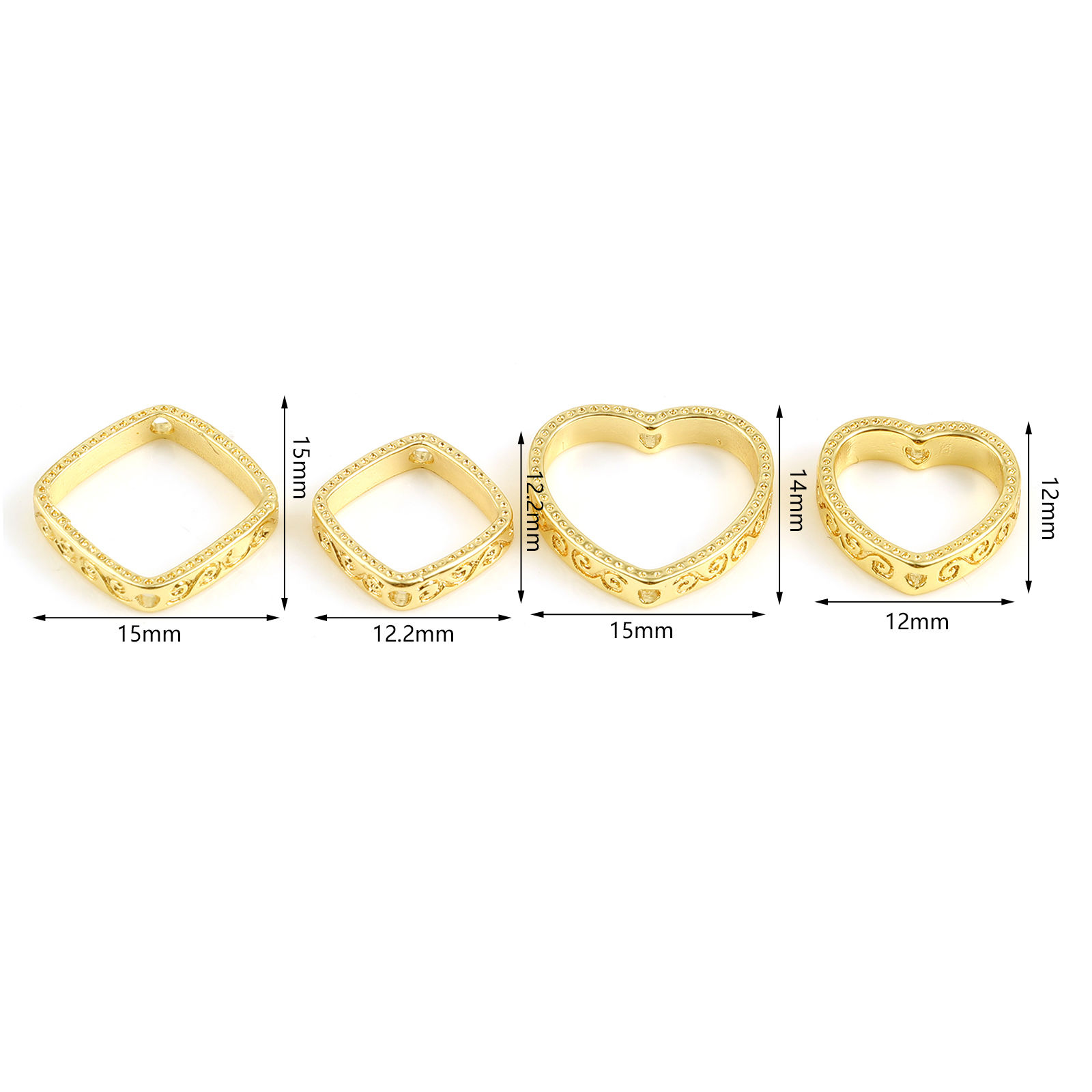Picture of Brass Beads Frames 18K Real Gold Plated 3 PCs