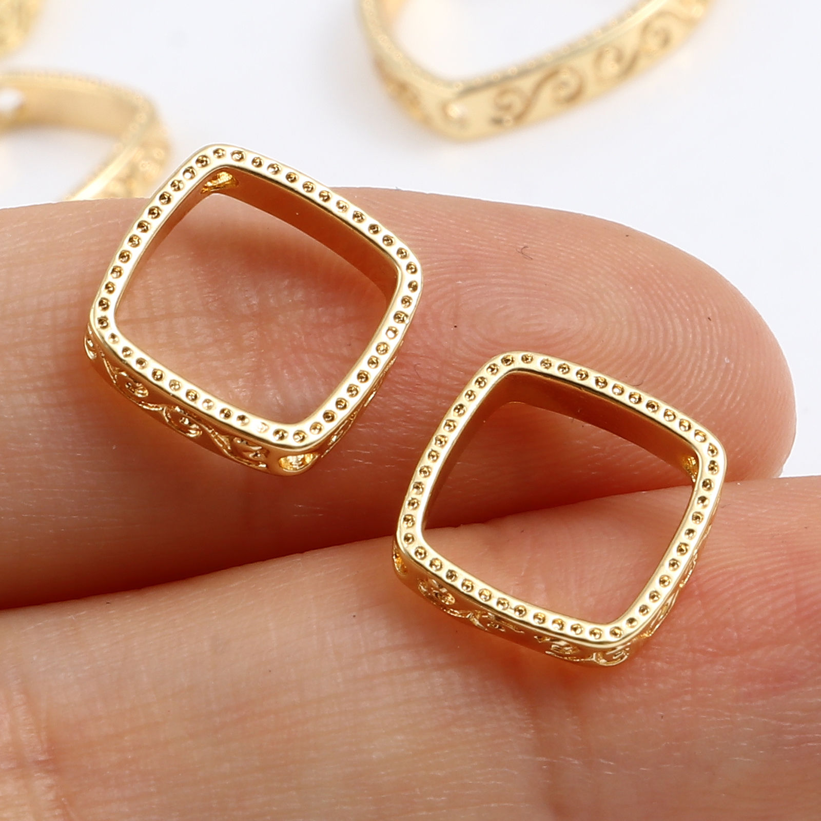 Picture of Brass Beads Frames 18K Real Gold Plated 3 PCs