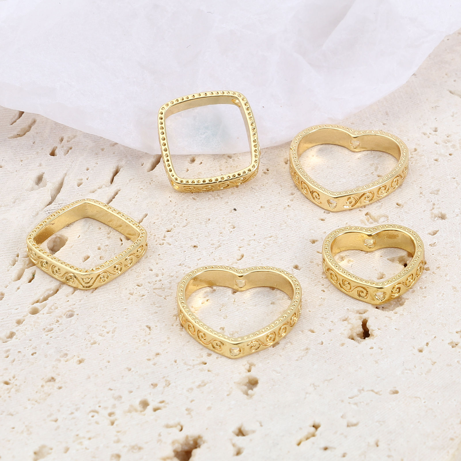 Picture of Brass Beads Frames 18K Real Gold Plated 3 PCs