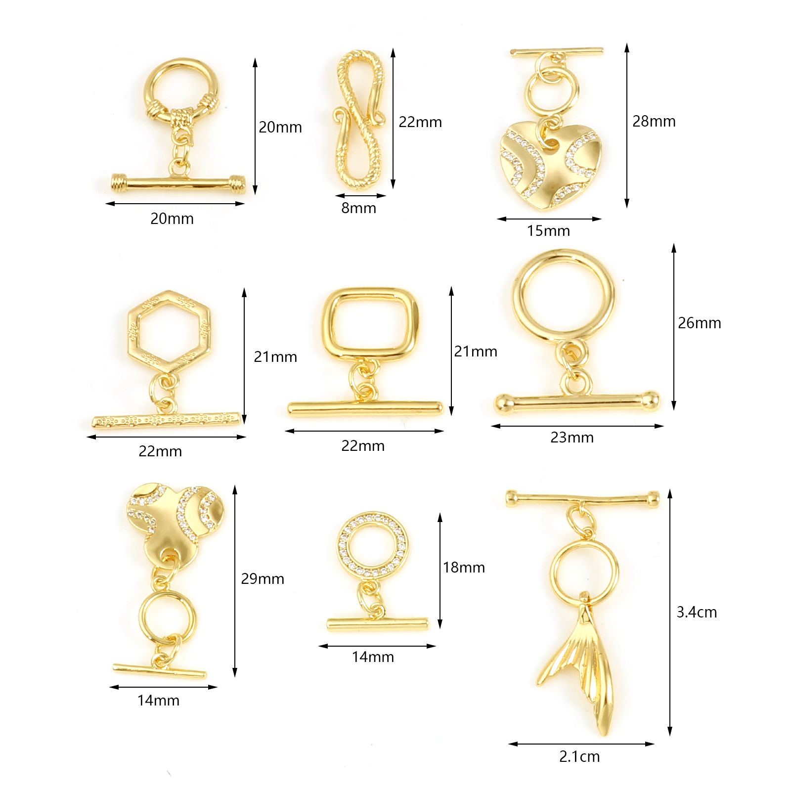 Picture of Brass Toggle Clasps 18K Real Gold Plated 1 Set
