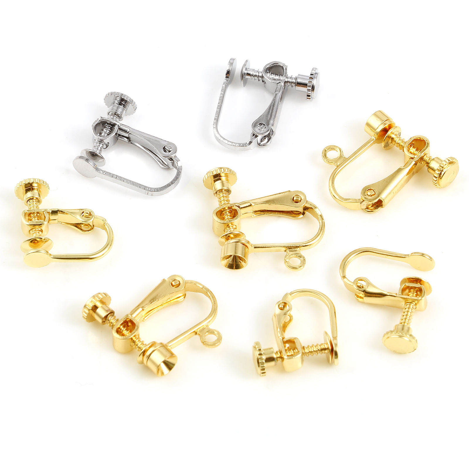 Picture of Brass Non Piercing Clip-on Earrings Multicolor U-shaped Adjustable 4 PCs