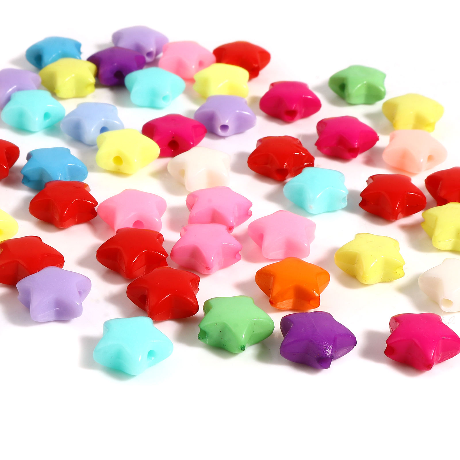 Picture of Acrylic Beads Pentagram Star Multicolor About 12mm x 11mm, Hole: Approx 1.8mm, 500 PCs