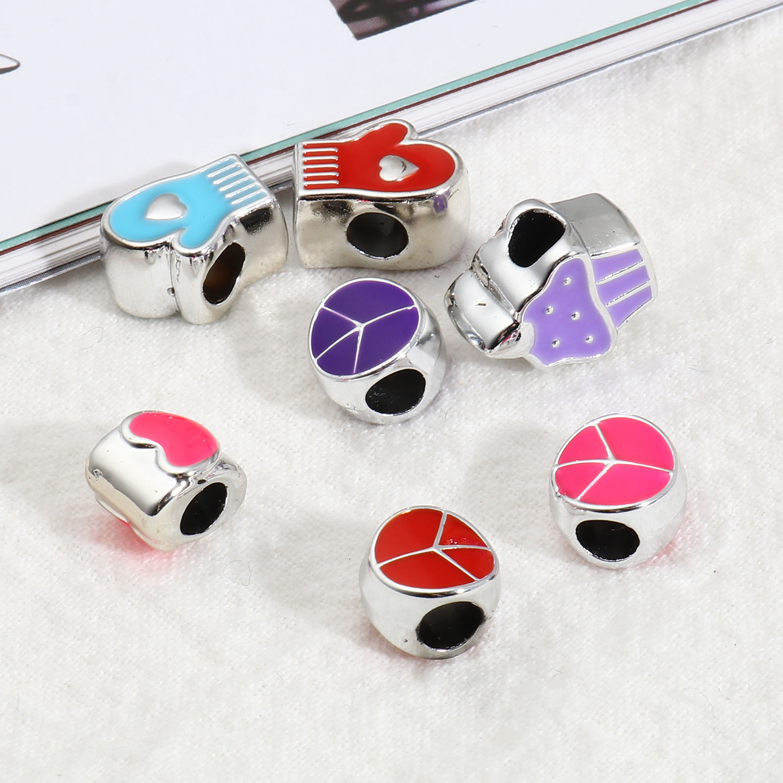 Picture of CCB Plastic European Style Large Hole Charm Beads At Random Color 20 PCs