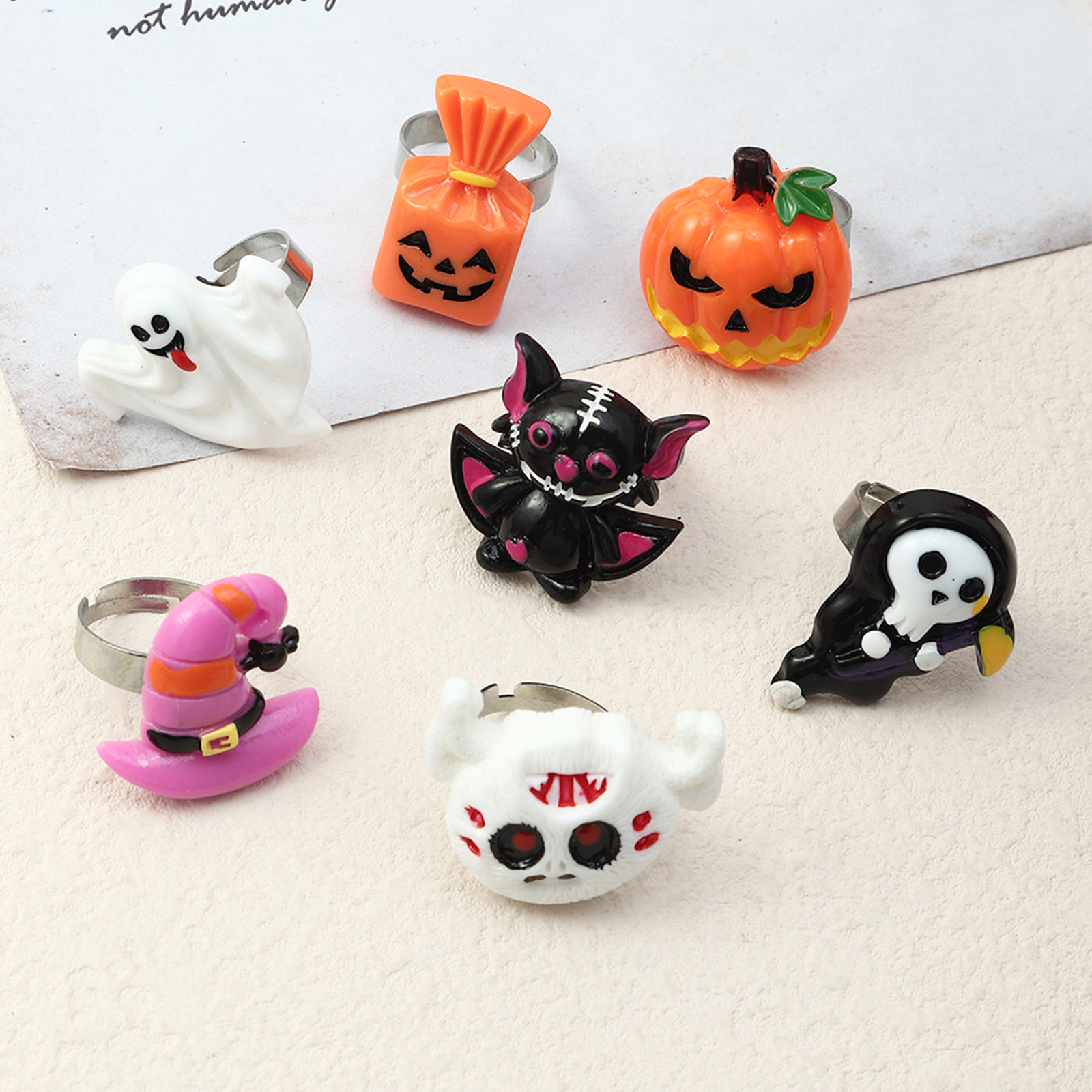 Изображение Смола Хэллоуин Открытый Кольца Разноцветный 17мм(Американский Размер 6.5), 1 ШТ