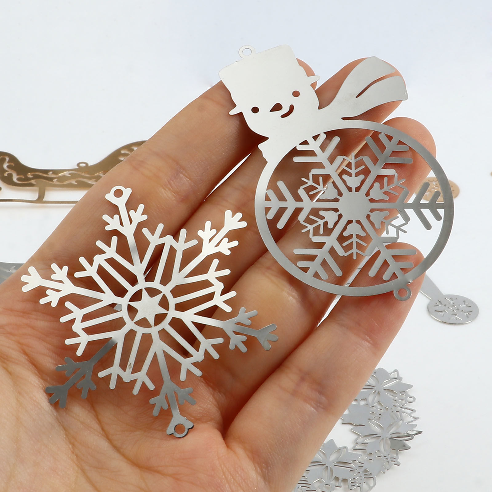 Bild von Messing Filigran Stempel Verzierung Verbinder Weihnachten Bunt 5 Stück