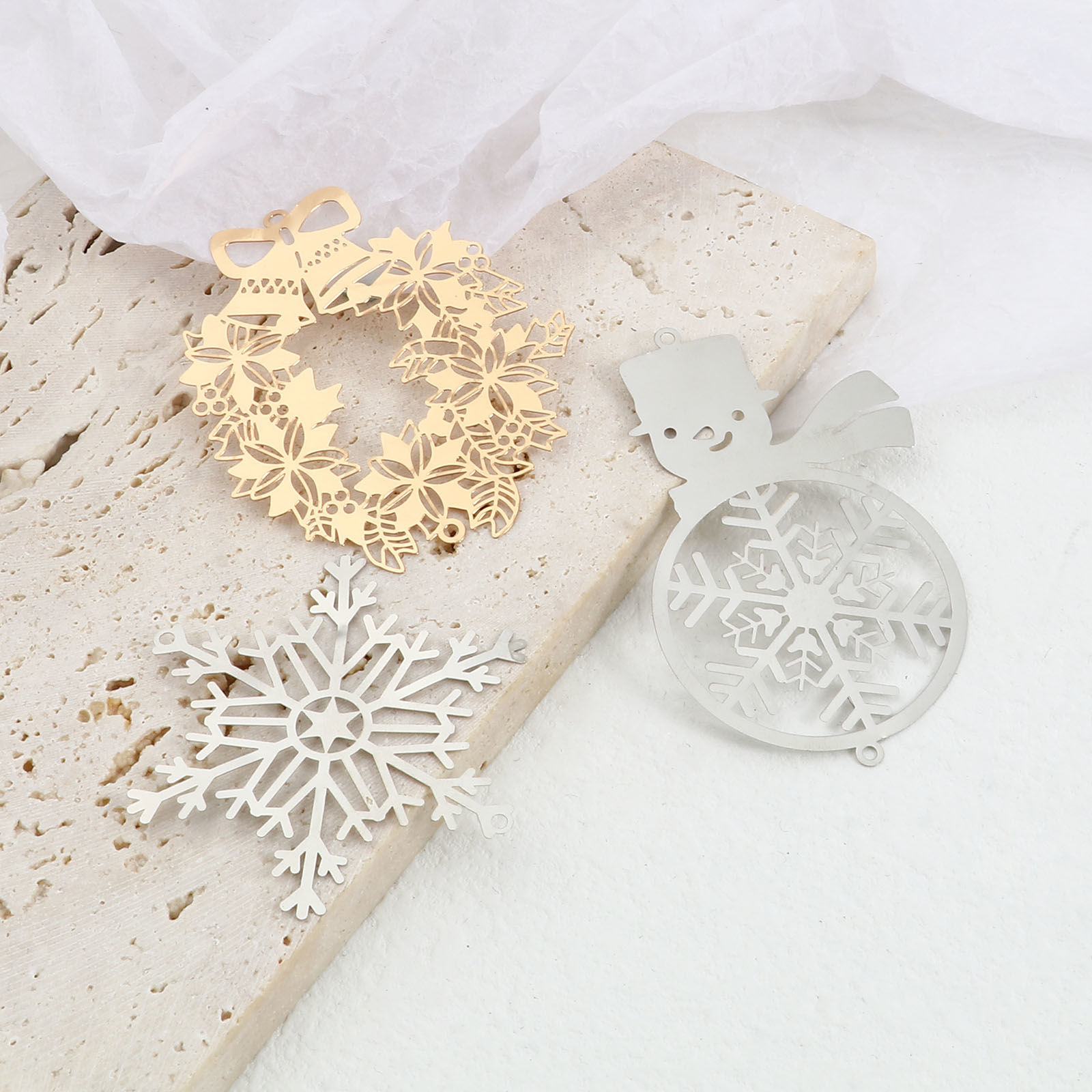 Bild von Messing Filigran Stempel Verzierung Verbinder Weihnachten Bunt 5 Stück