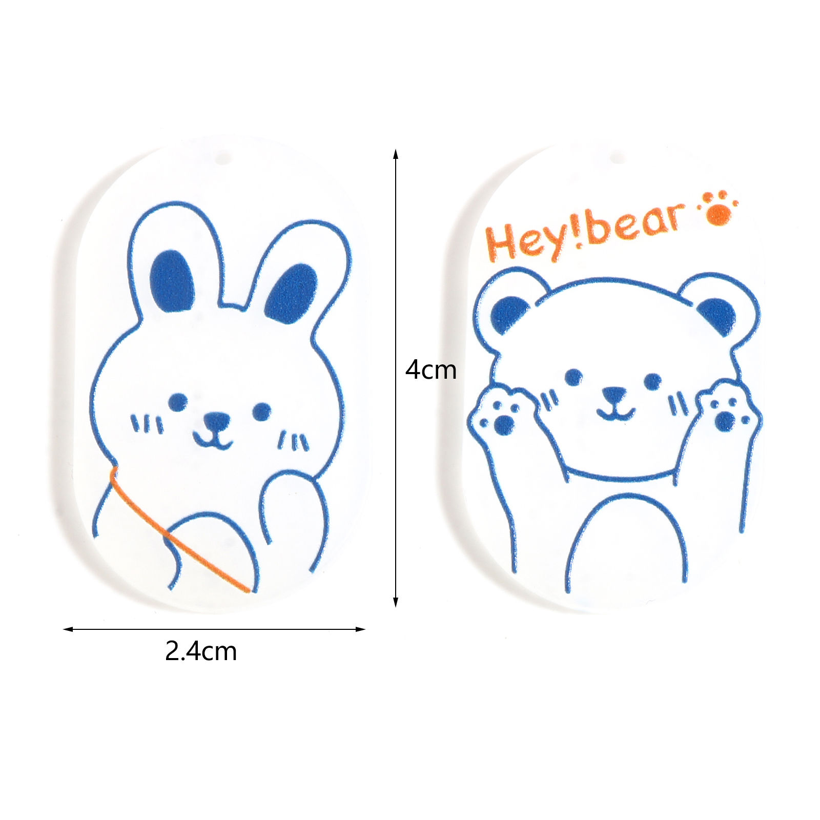 樹脂 ペンダント 動物 白 + 青 10 個 の画像