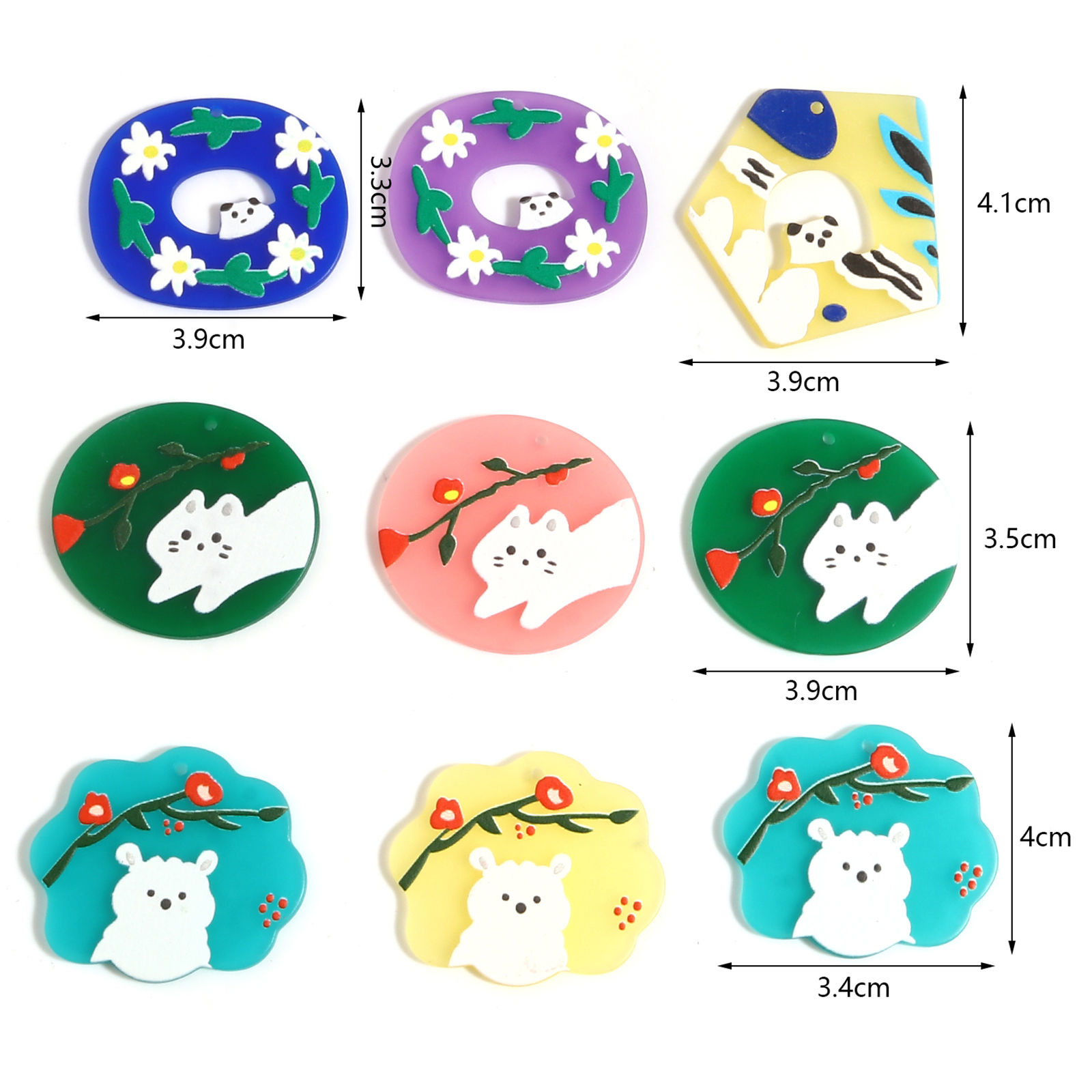 Picture of Resin Pendants Animal Multicolor 10 PCs
