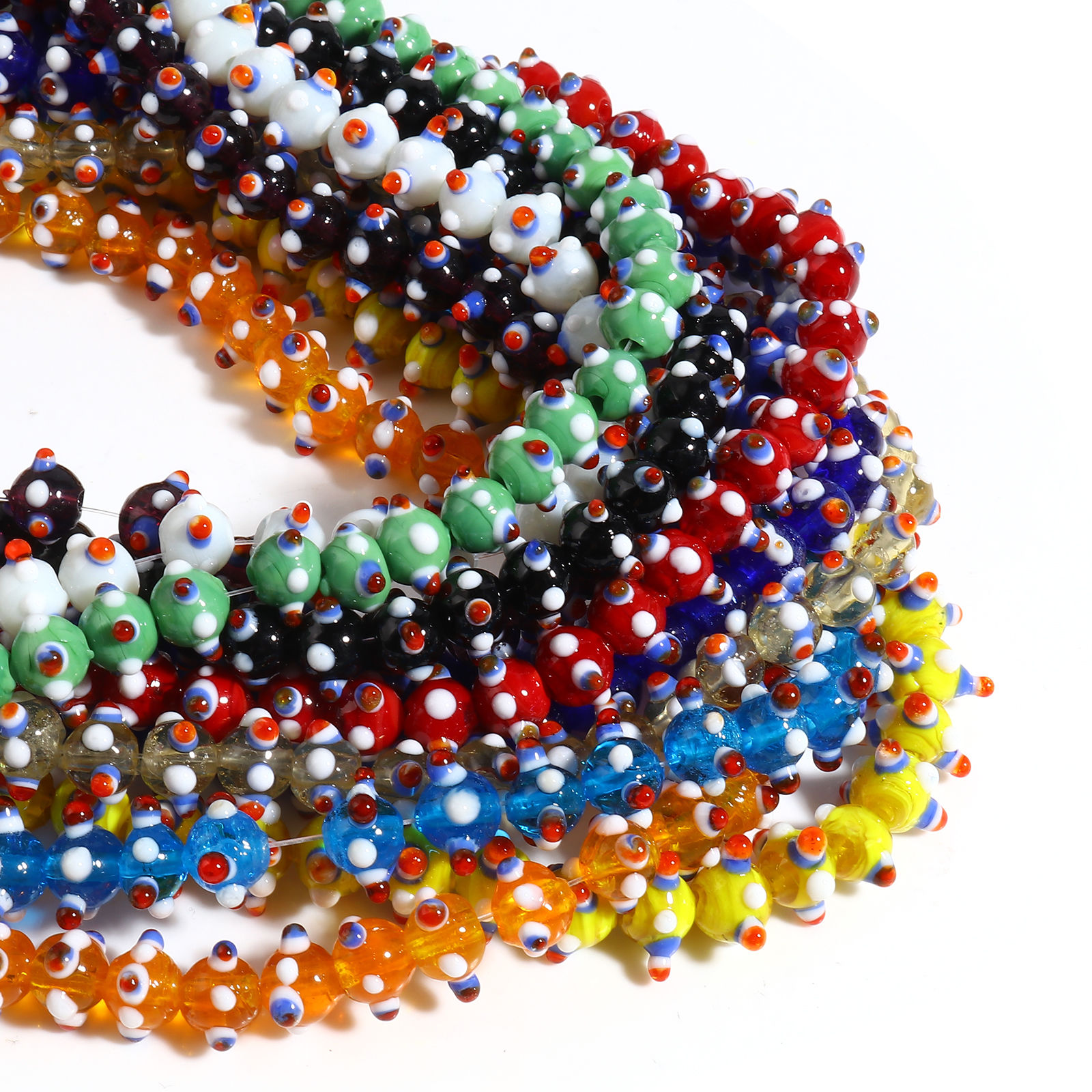 Picture of Lampwork Glass Beads Round Multicolor About 11mm Dia, Hole: Approx 2.3mm - 1.5mm, 10 PCs