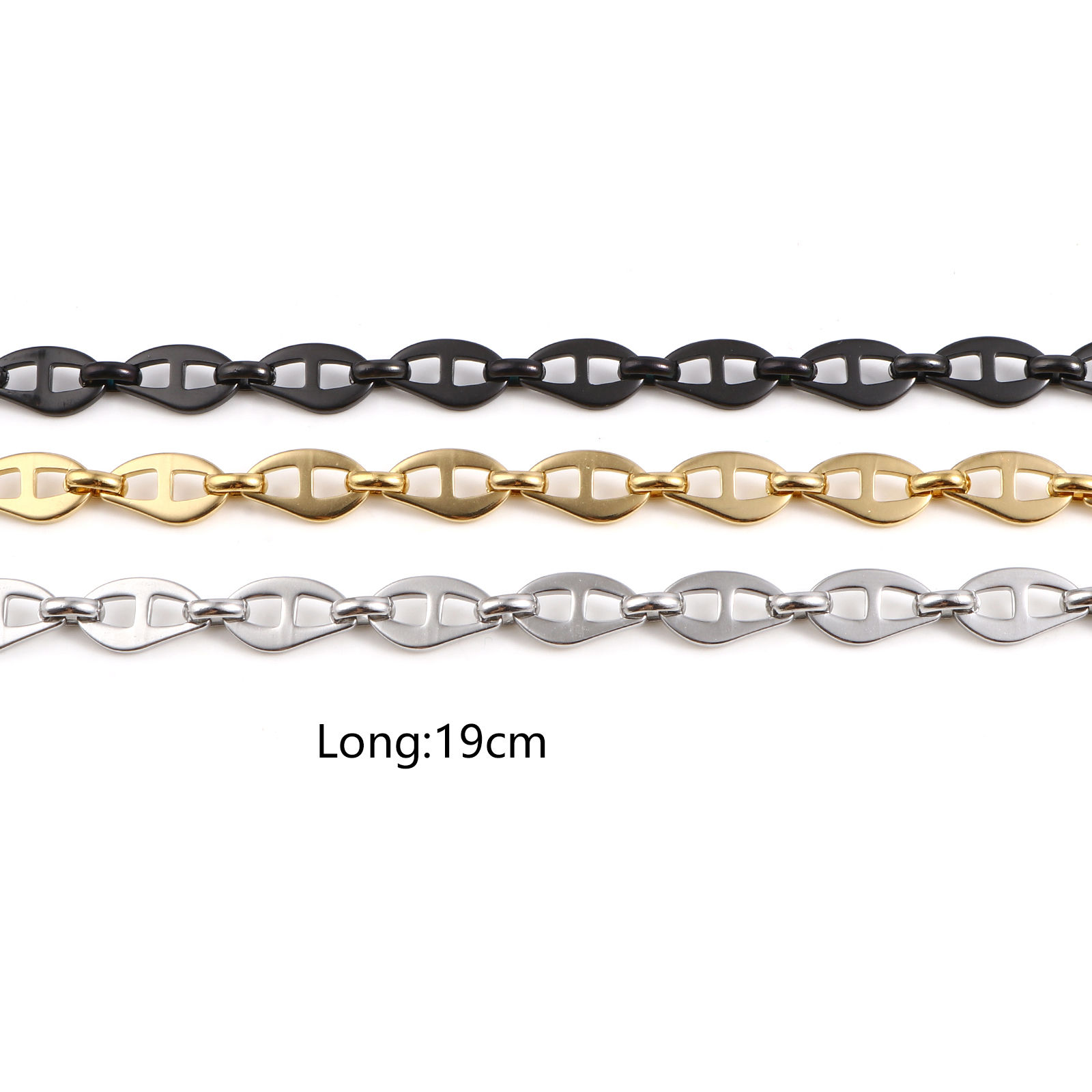 Bild von Edelstahl Armband Bunt Schweinenase 19cm lang, 1 Strang