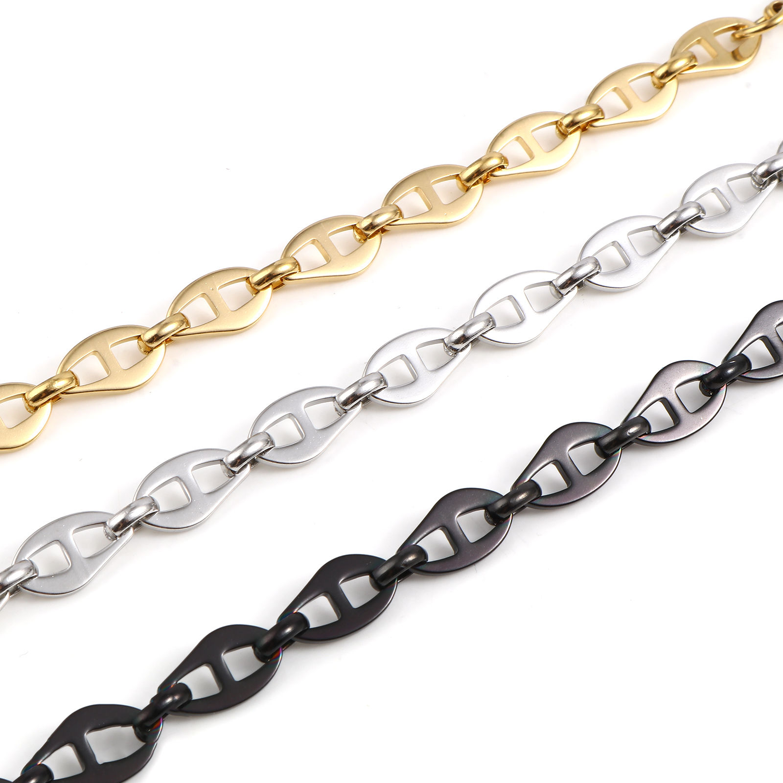 Bild von Edelstahl Armband Bunt Schweinenase 19cm lang, 1 Strang