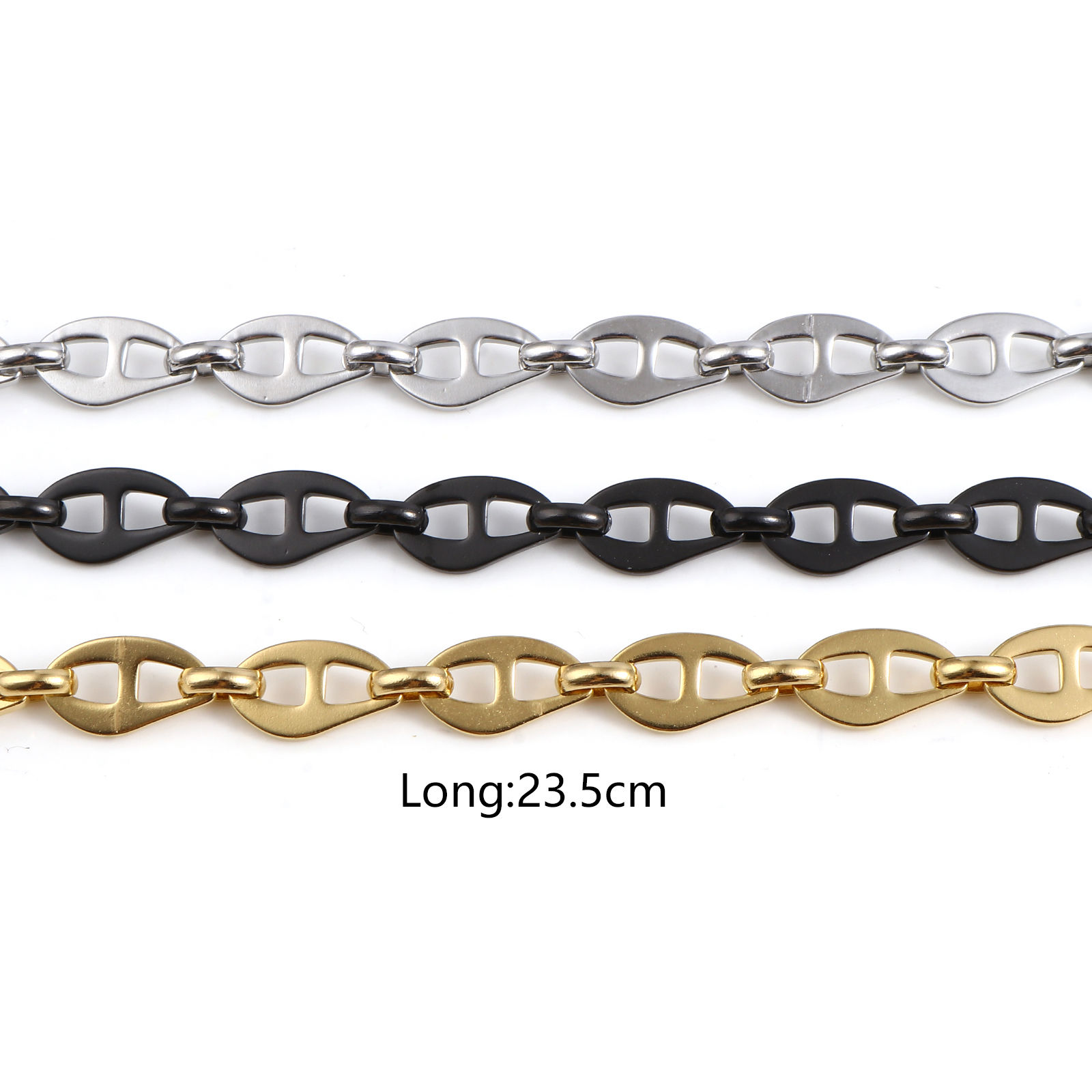 Image de 1 Pièce Chaînes de Cheville en Acier Inoxydable Placage sous Vide Multicolore Nez de Cochon 23.5cm long