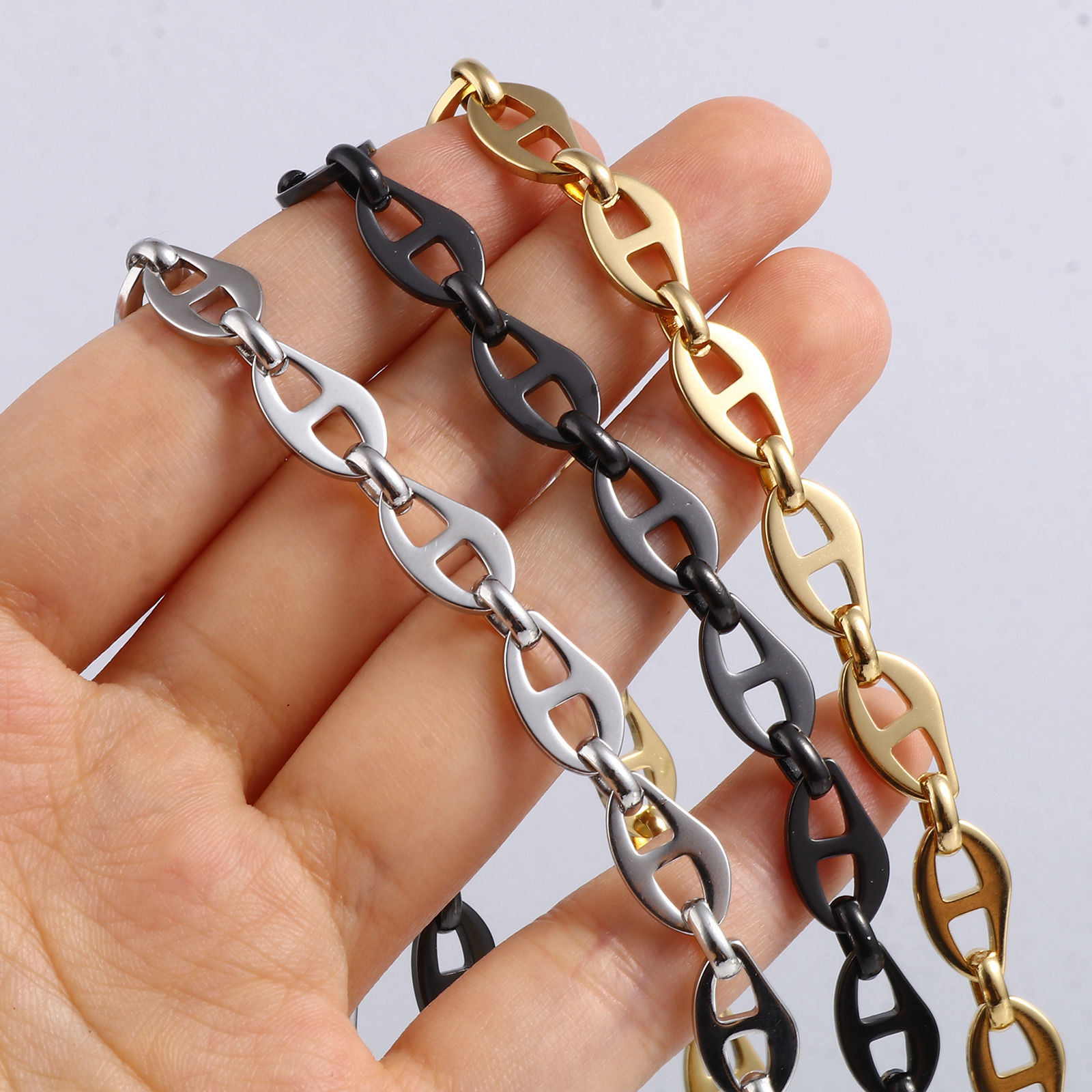 Image de 1 Pièce Chaînes de Cheville en Acier Inoxydable Placage sous Vide Multicolore Nez de Cochon 23.5cm long