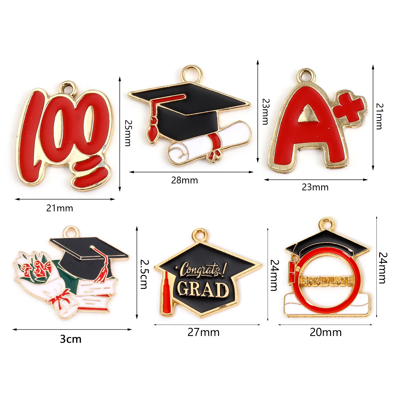 亜鉛合金 学院アクセサリー チャーム 金メッキ 多色 エナメル 10 個 の画像