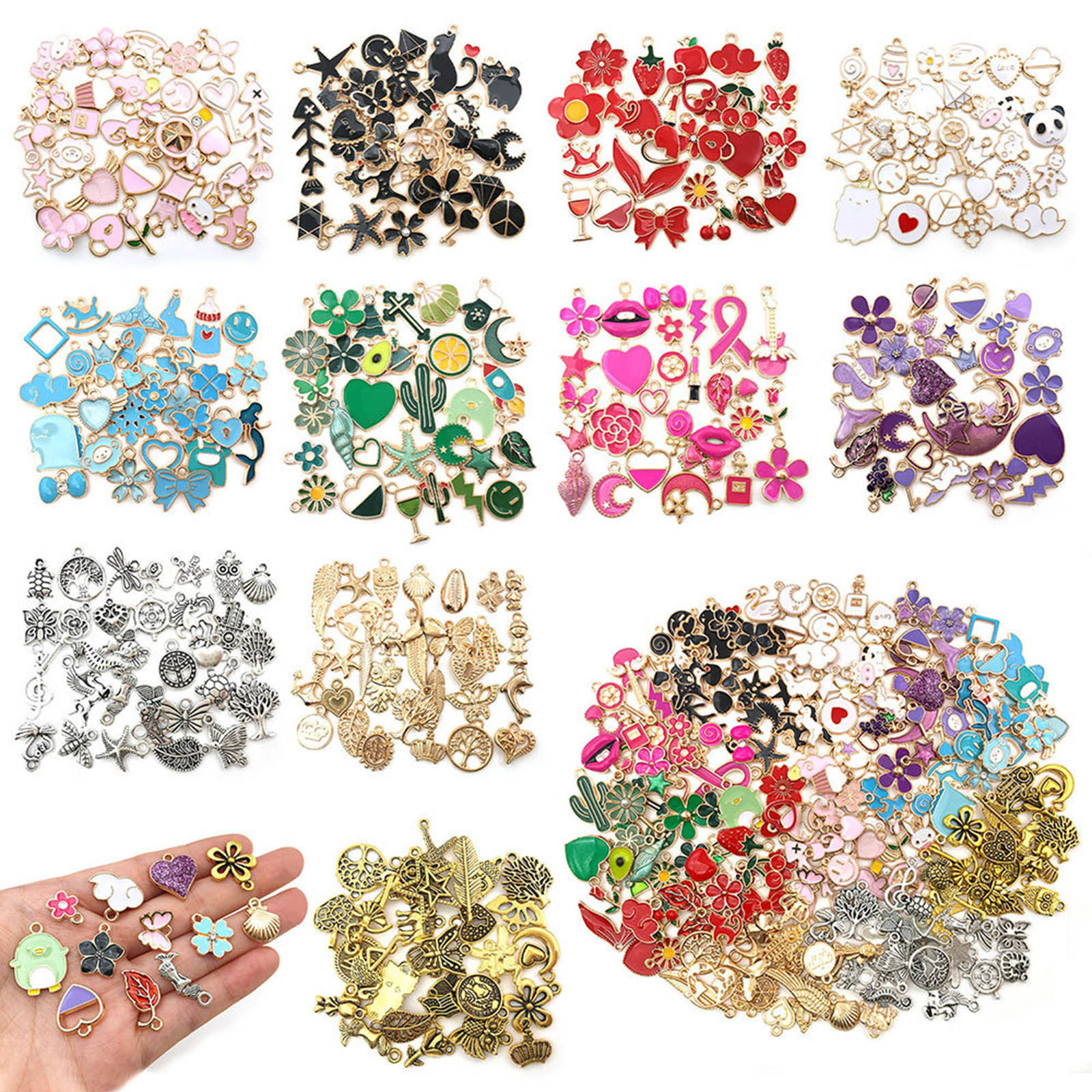 Picture of Zinc Based Alloy Pendants Gold Plated Multicolor Enamel 1 Packet