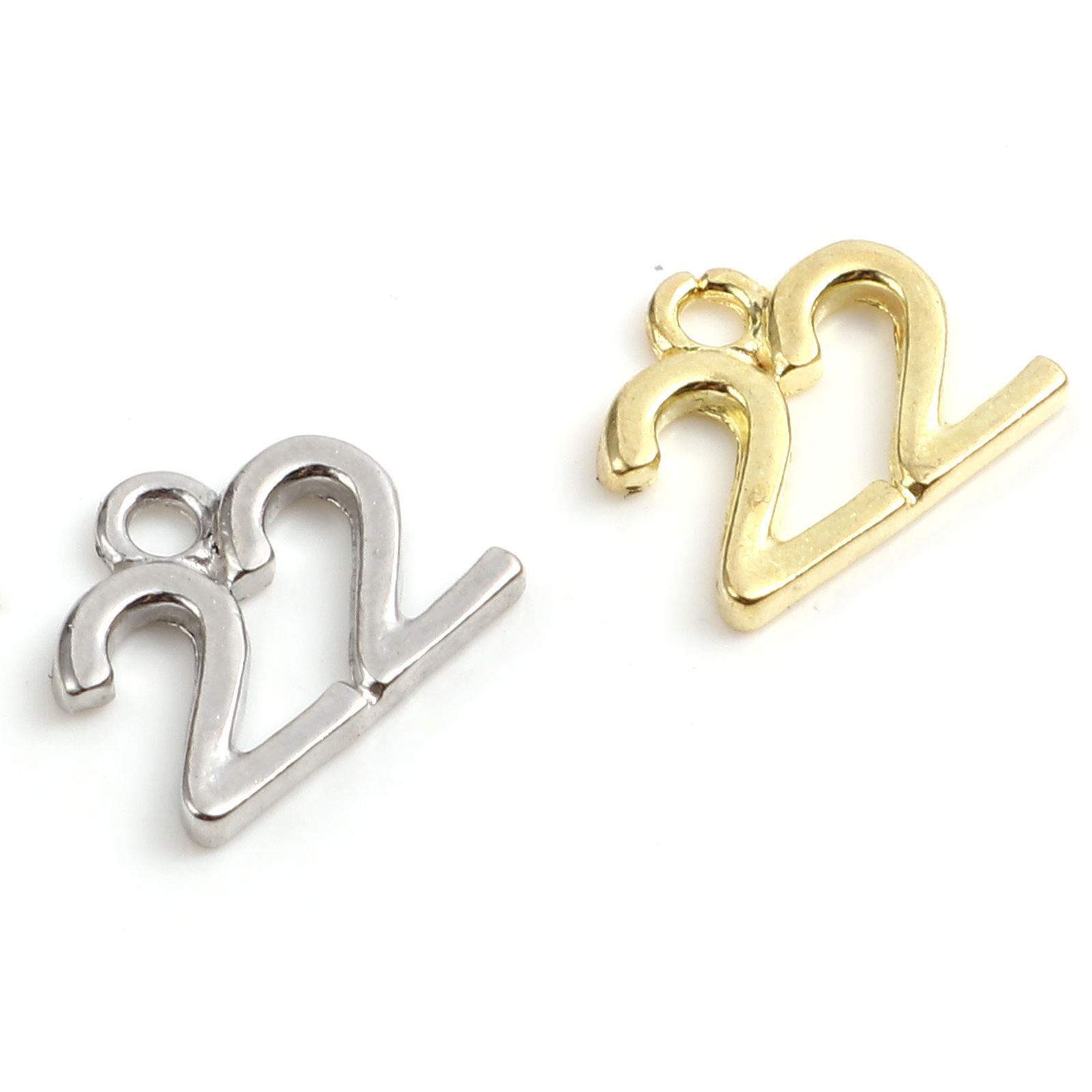 Picture of Zinc Based Alloy Charms Number Multicolor Message " 22 " 14mm x 11mm, 20 PCs
