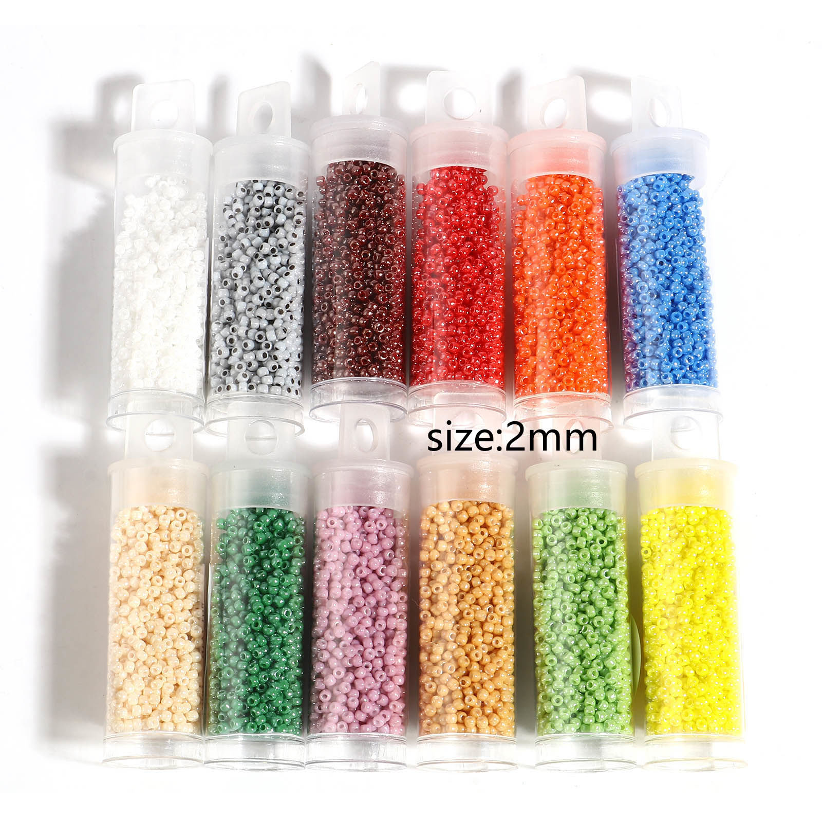 Bild von Glas Rocailles Rocailles Perlen Rund Bunt ca. 2mm D., Loch:ca. 0.6mm, 1 Flasche