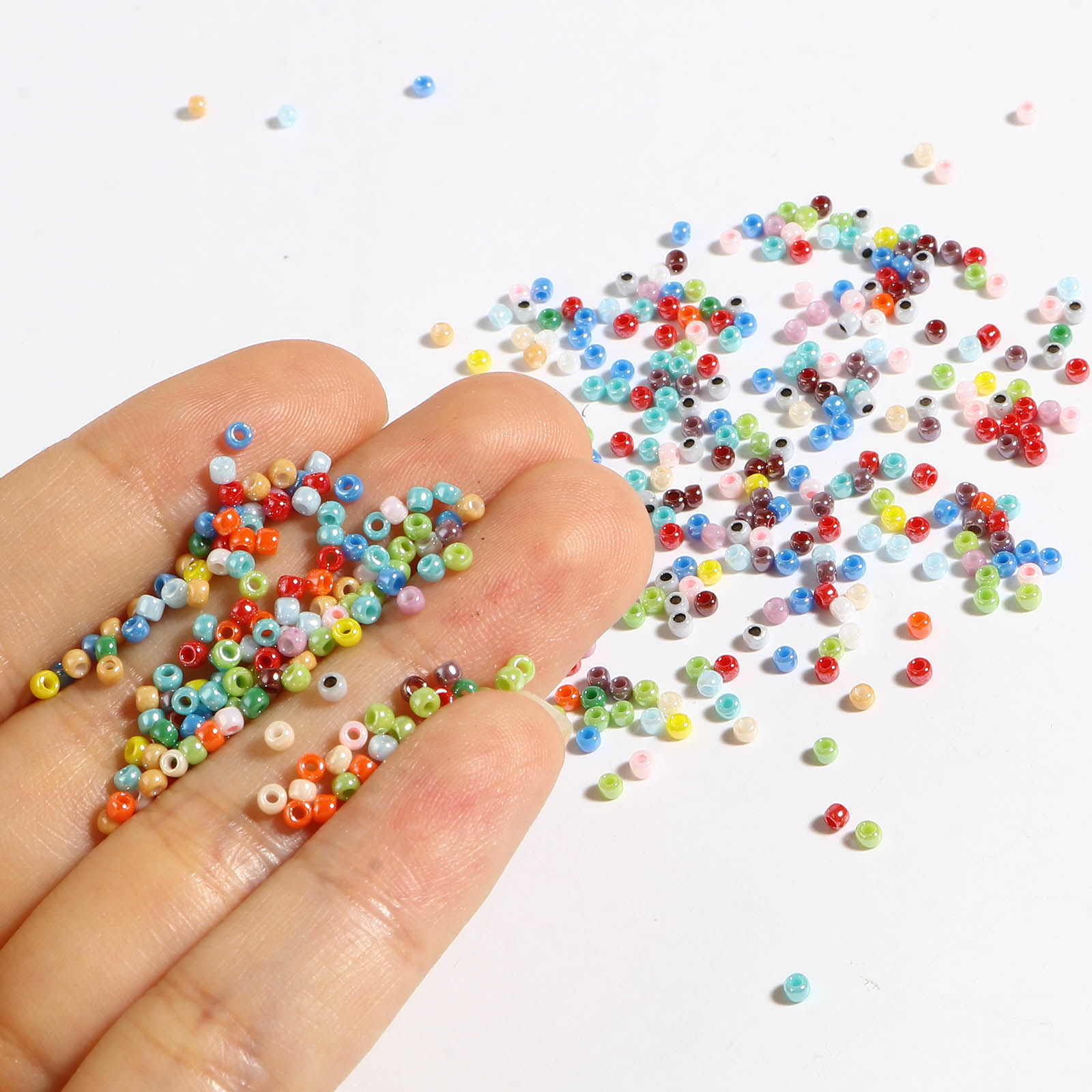 Bild von Glas Rocailles Rocailles Perlen Rund Bunt ca. 2mm D., Loch:ca. 0.6mm, 1 Flasche