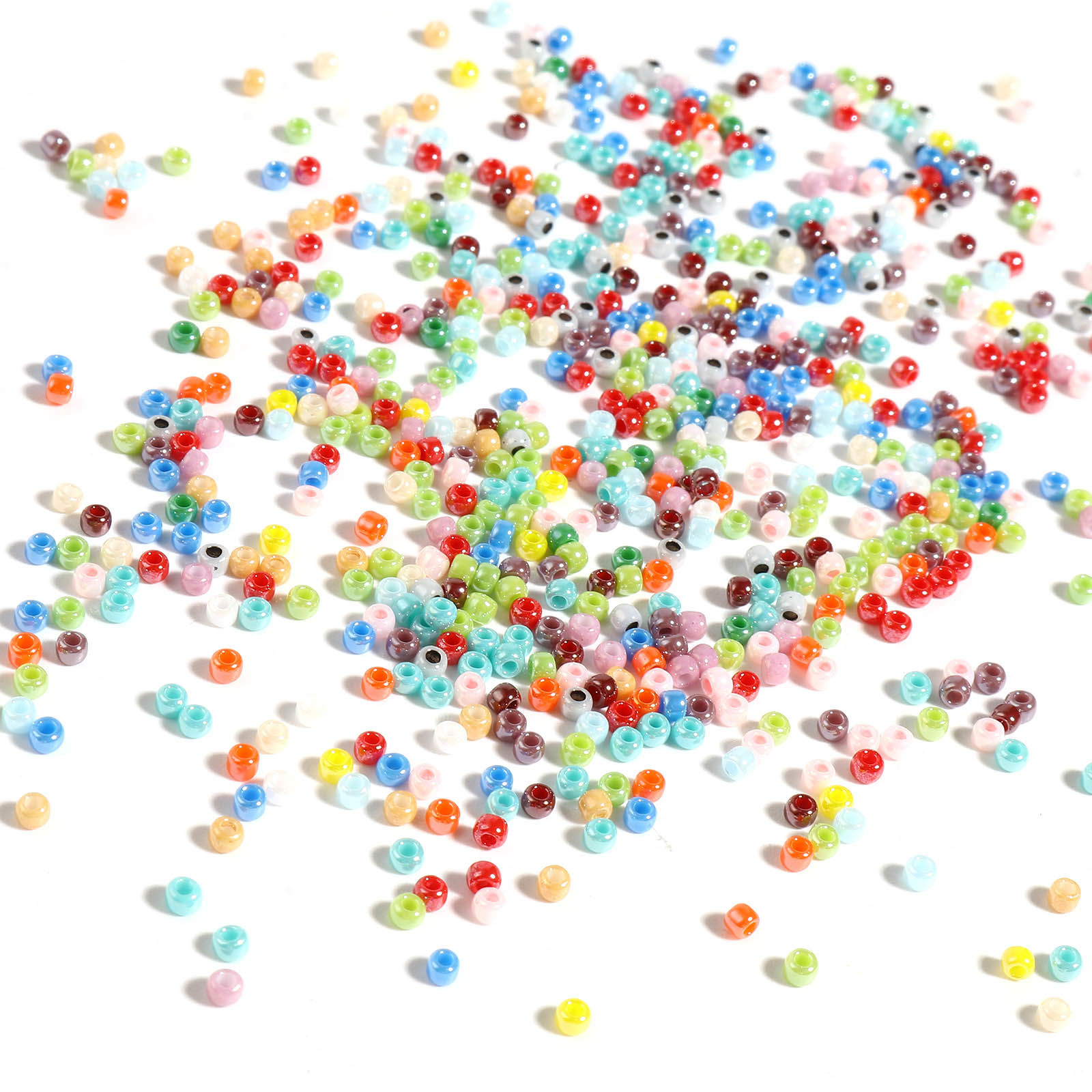 Bild von Glas Rocailles Rocailles Perlen Rund Bunt ca. 2mm D., Loch:ca. 0.6mm, 1 Flasche